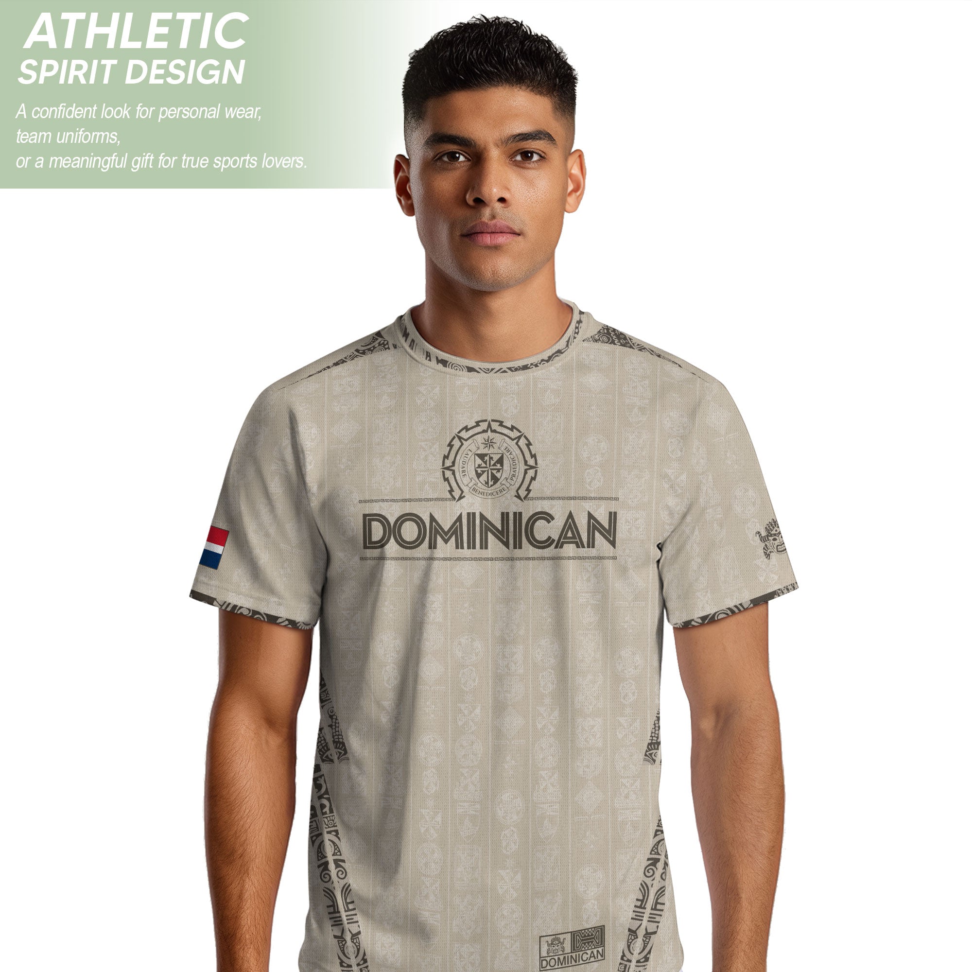 Dominican Republic Heritage Beige Tan Patchwork Soccer Jersey