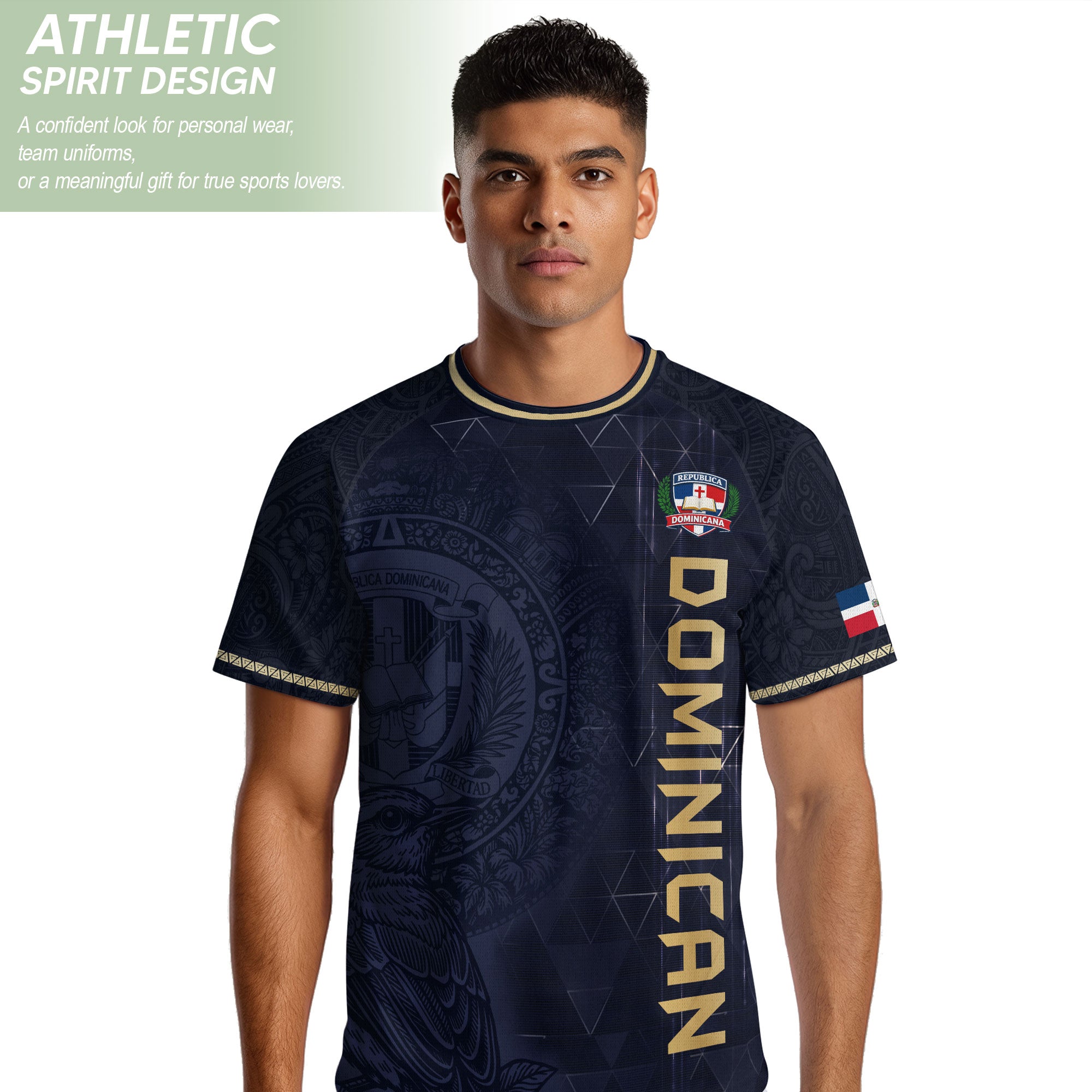 Dominican Heritage Soccer Jersey Black Navy, Cultural Identity & Pride Collection