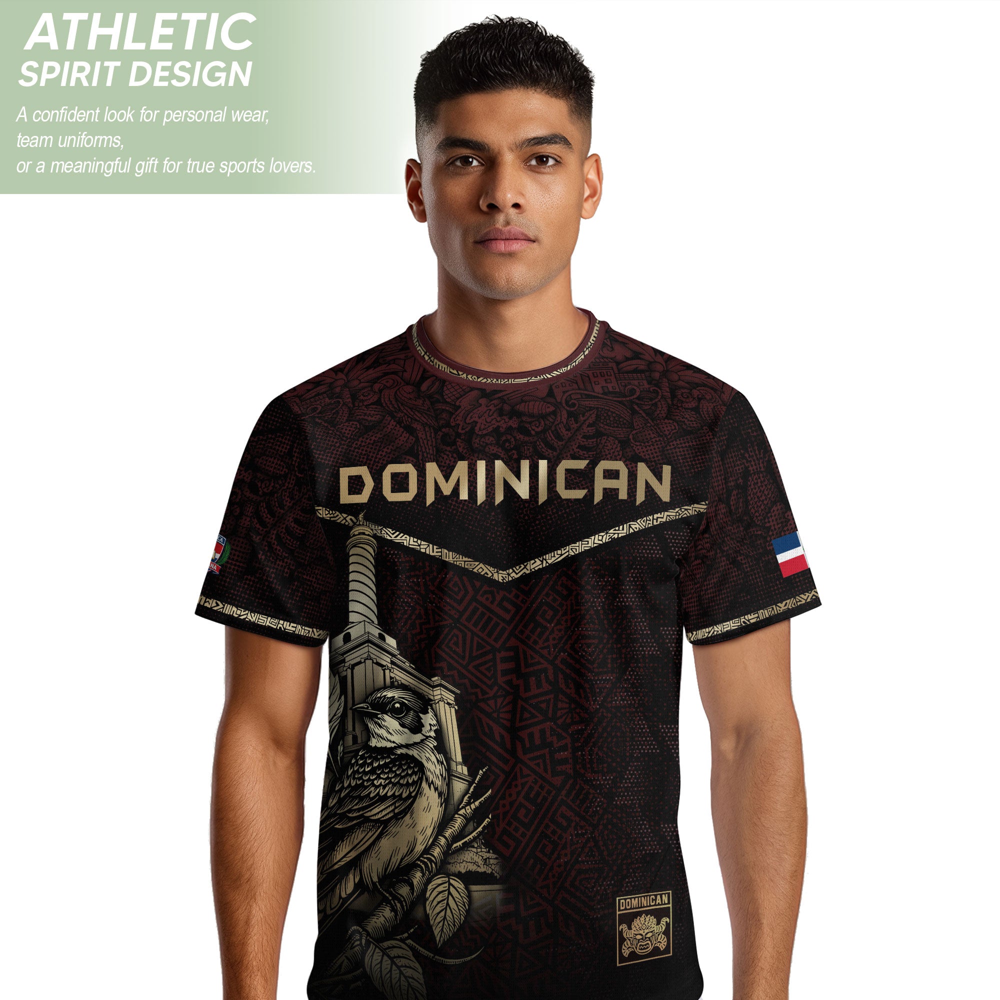 Dominican Cultural Legacy Soccer Jersey Maroon Black, Identity & Pride Apparel