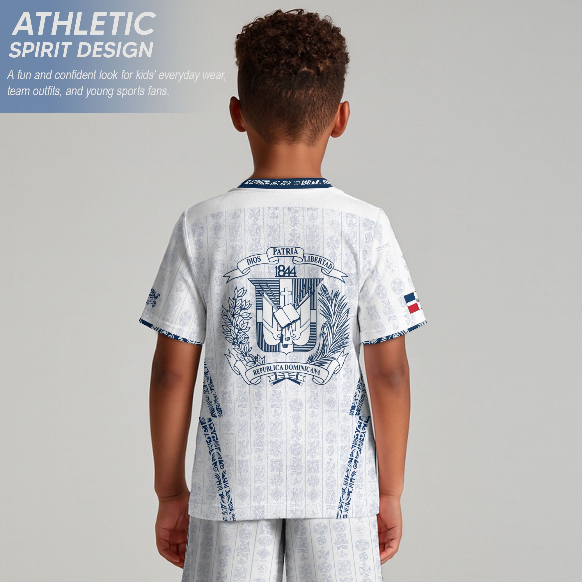 Dominican Republic Kids Youth Orgullo Dominicano White Patchwork Soccer Jersey