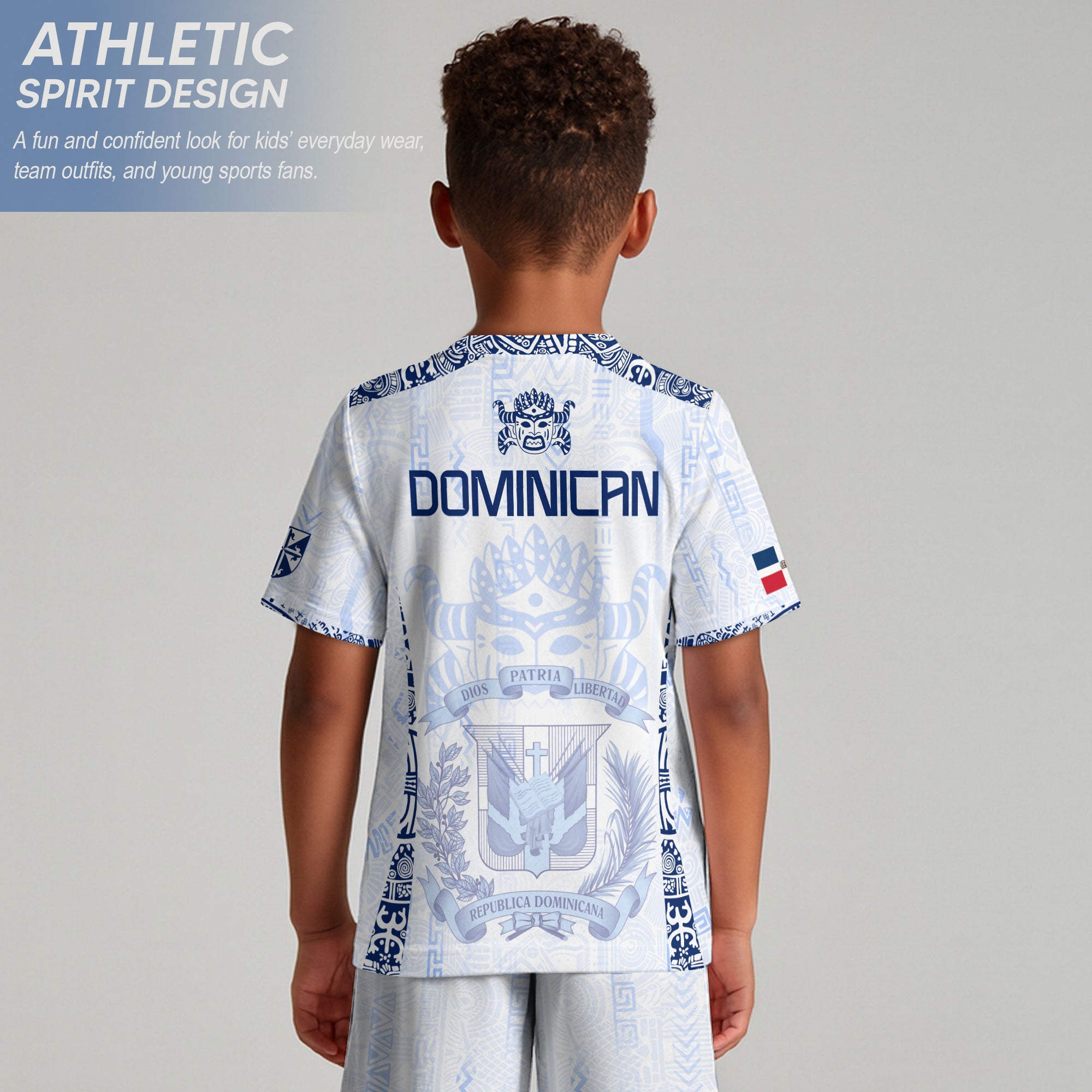 Dominican Republic Kids Youth Orgullo Dominicano White Vintage Mask Soccer Jersey