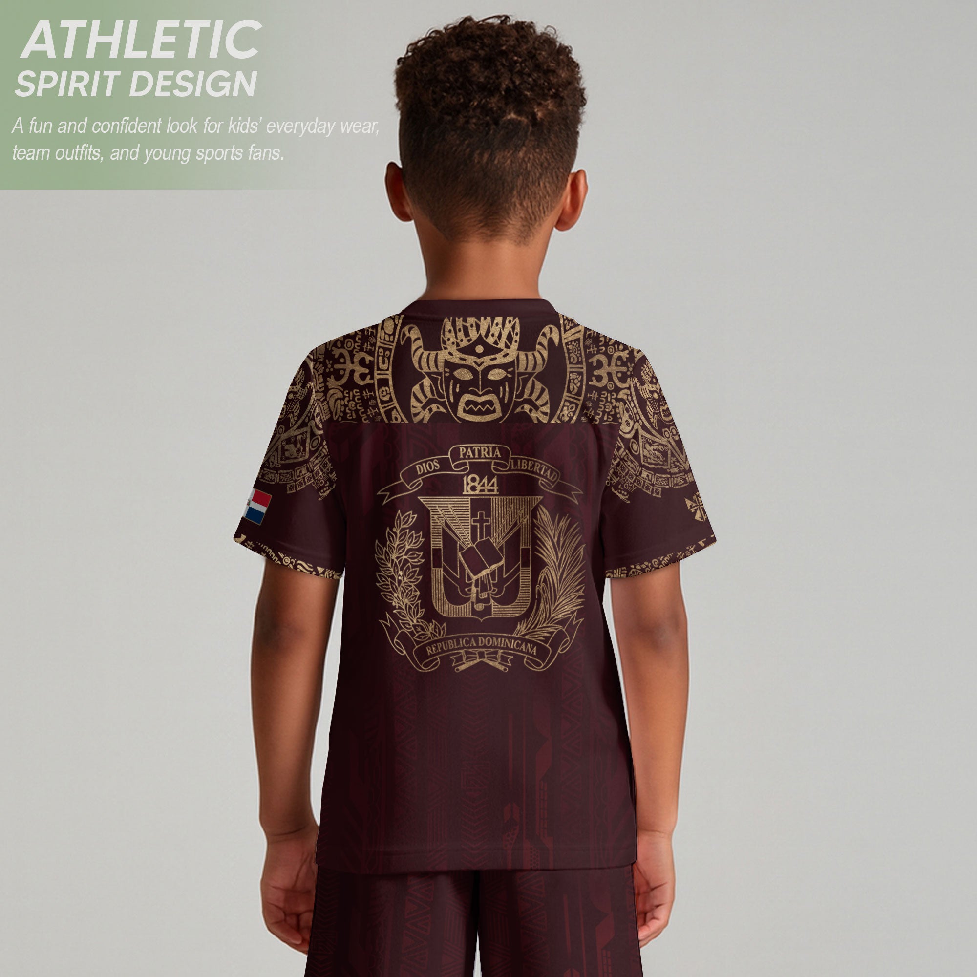 Dominican Republic Kids Youth Orgullo Dominicano Maroon Gold Cigua Palmera Soccer Jersey