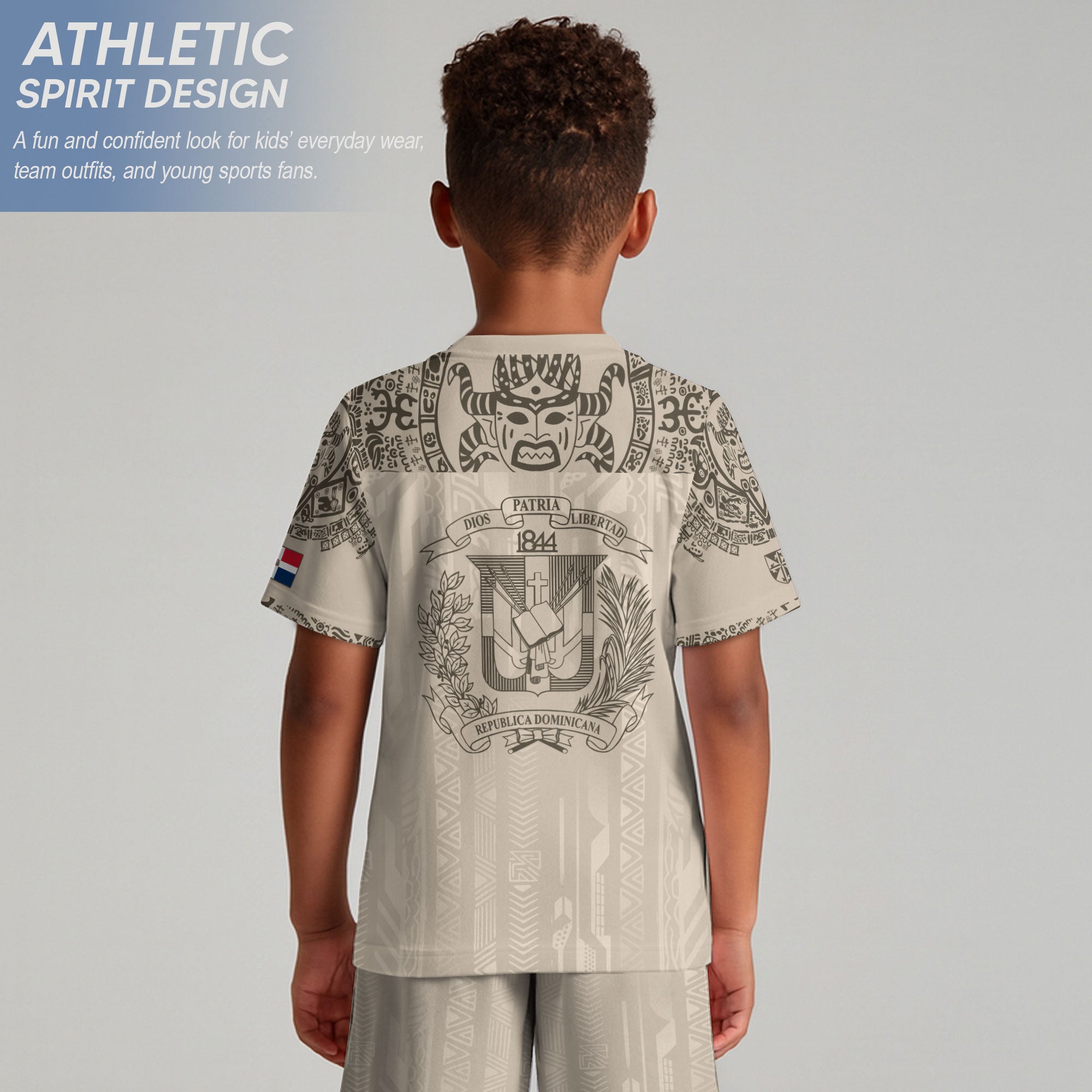 Dominican Republic Kids Youth Orgullo Dominicano Beige Tan Cigua Palmera Soccer Jersey