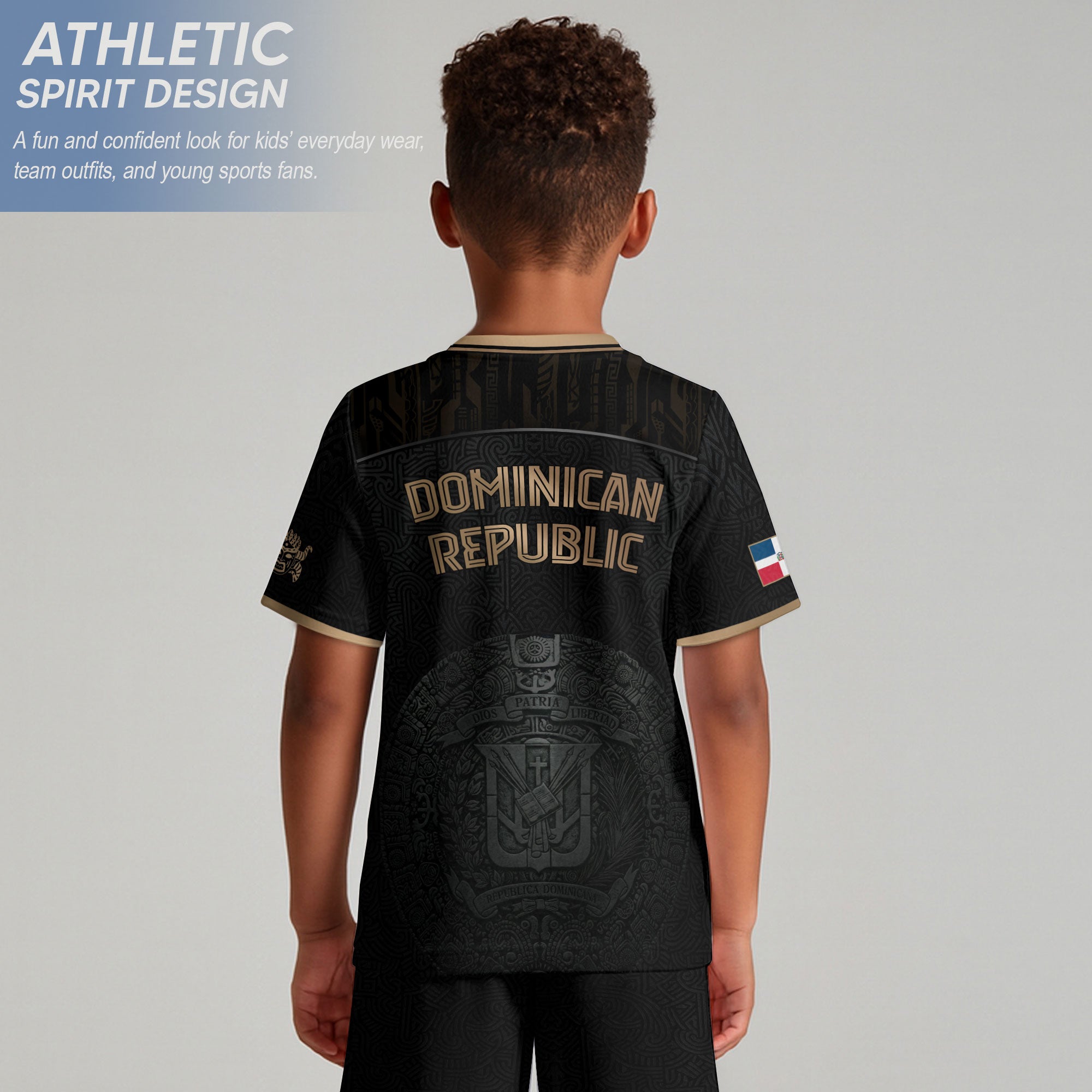 Dominican Heritage Youth Soccer Jersey Black Gold Pride Edition