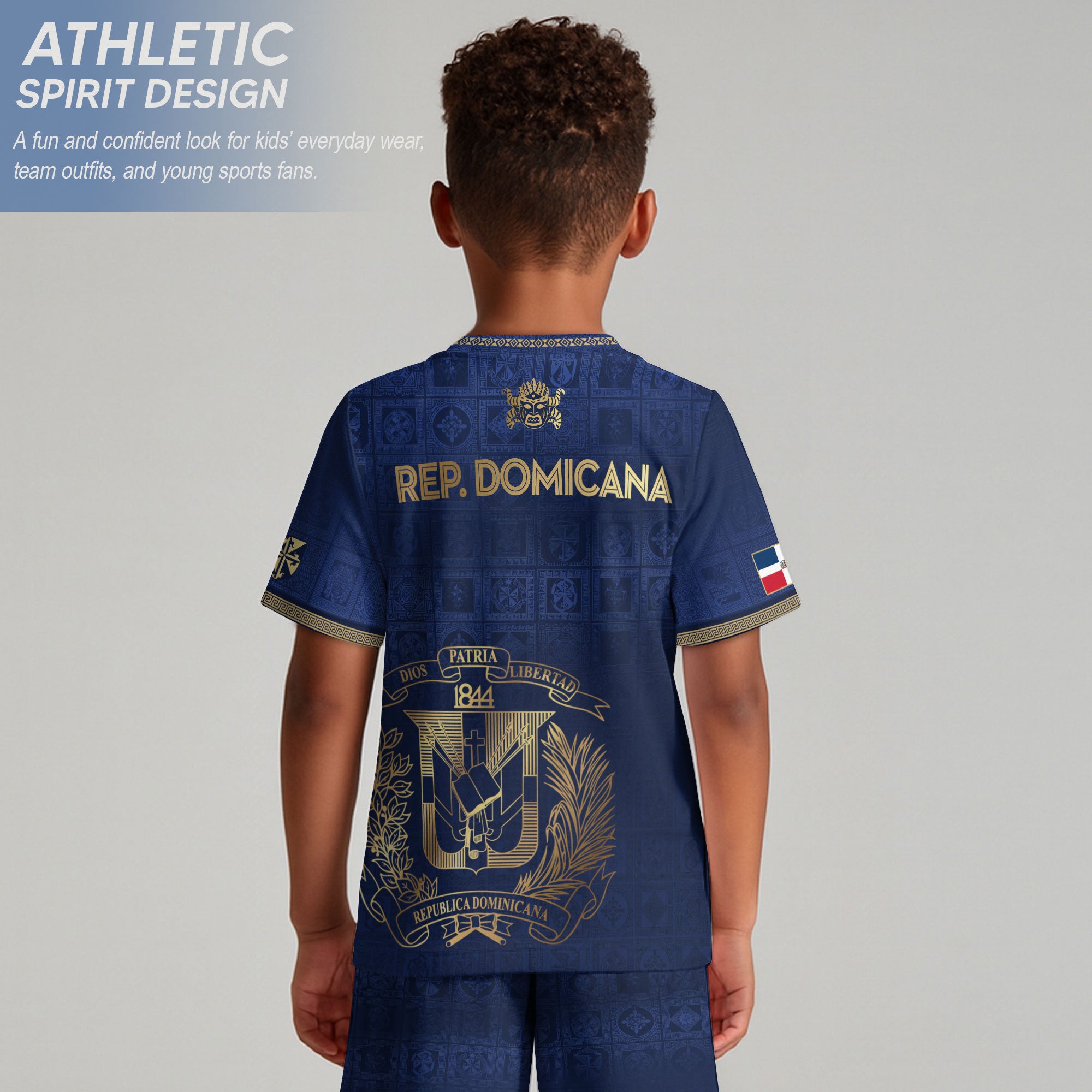 Dominican Republic Kids Soccer Jersey Navy Gold Heritage Edition