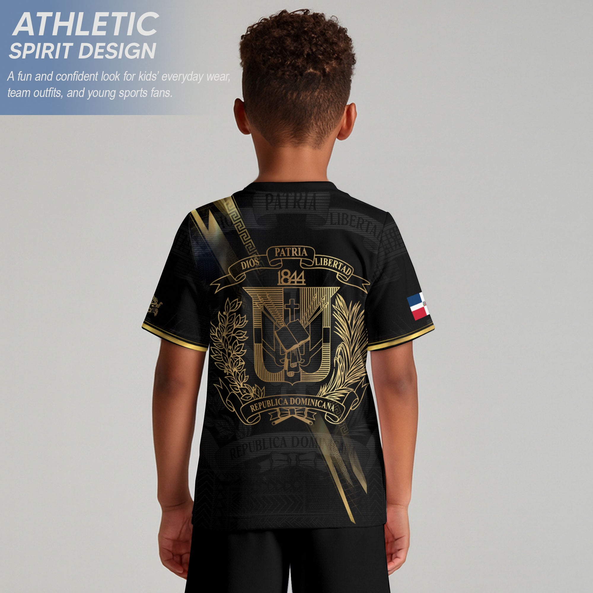 Dominican Cultural Youth Soccer Jersey Black Heritage Style