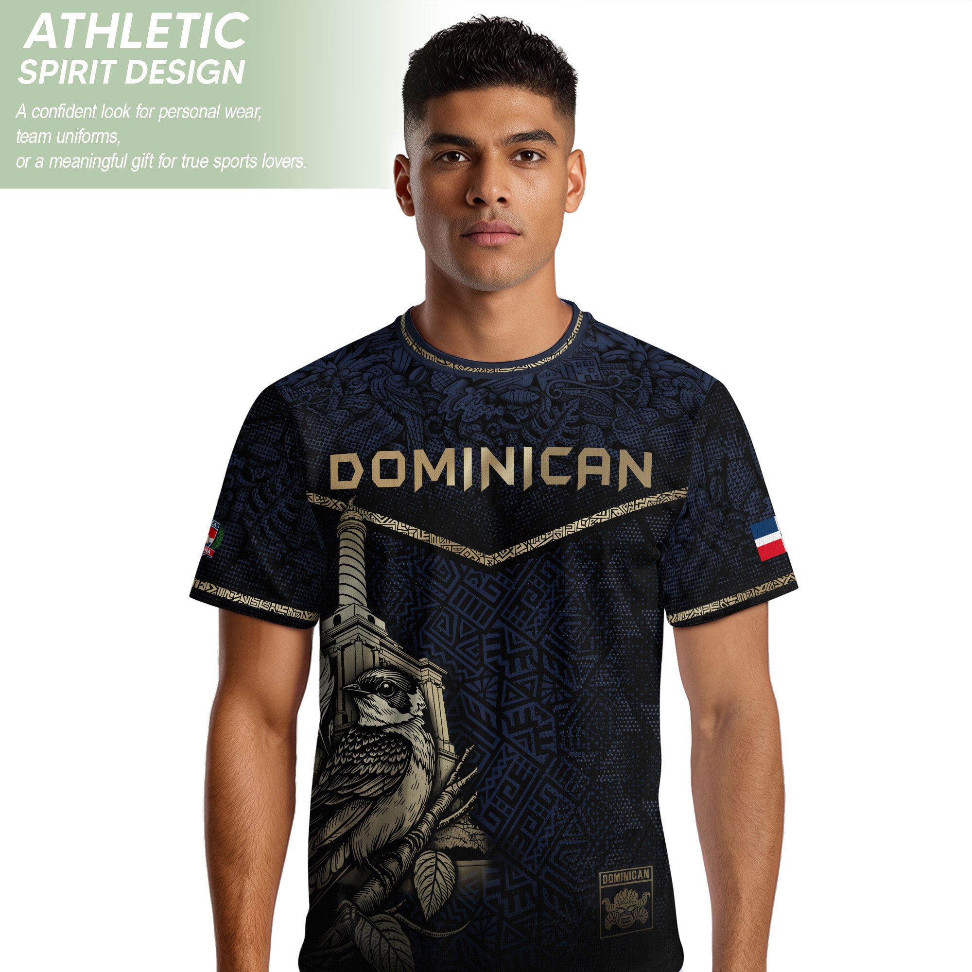 Dominican Cultural Legacy Soccer Jersey Black Navy, Identity & Pride Edition