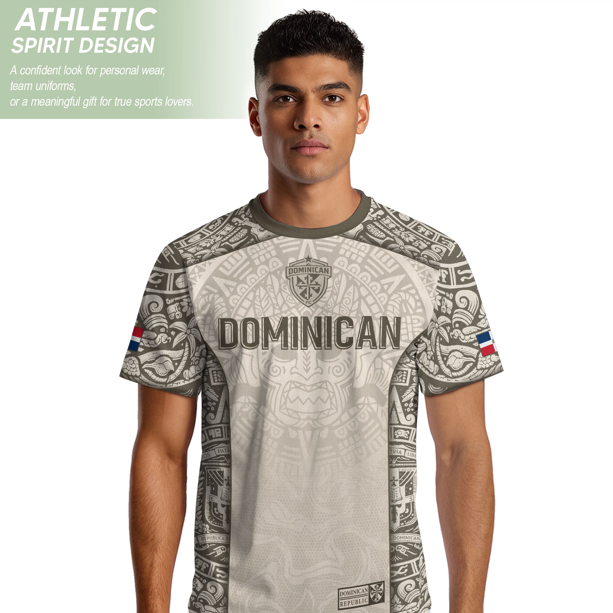Dominican Republic Heritage Orgullo Dominicano Beige Taino Soccer Jersey