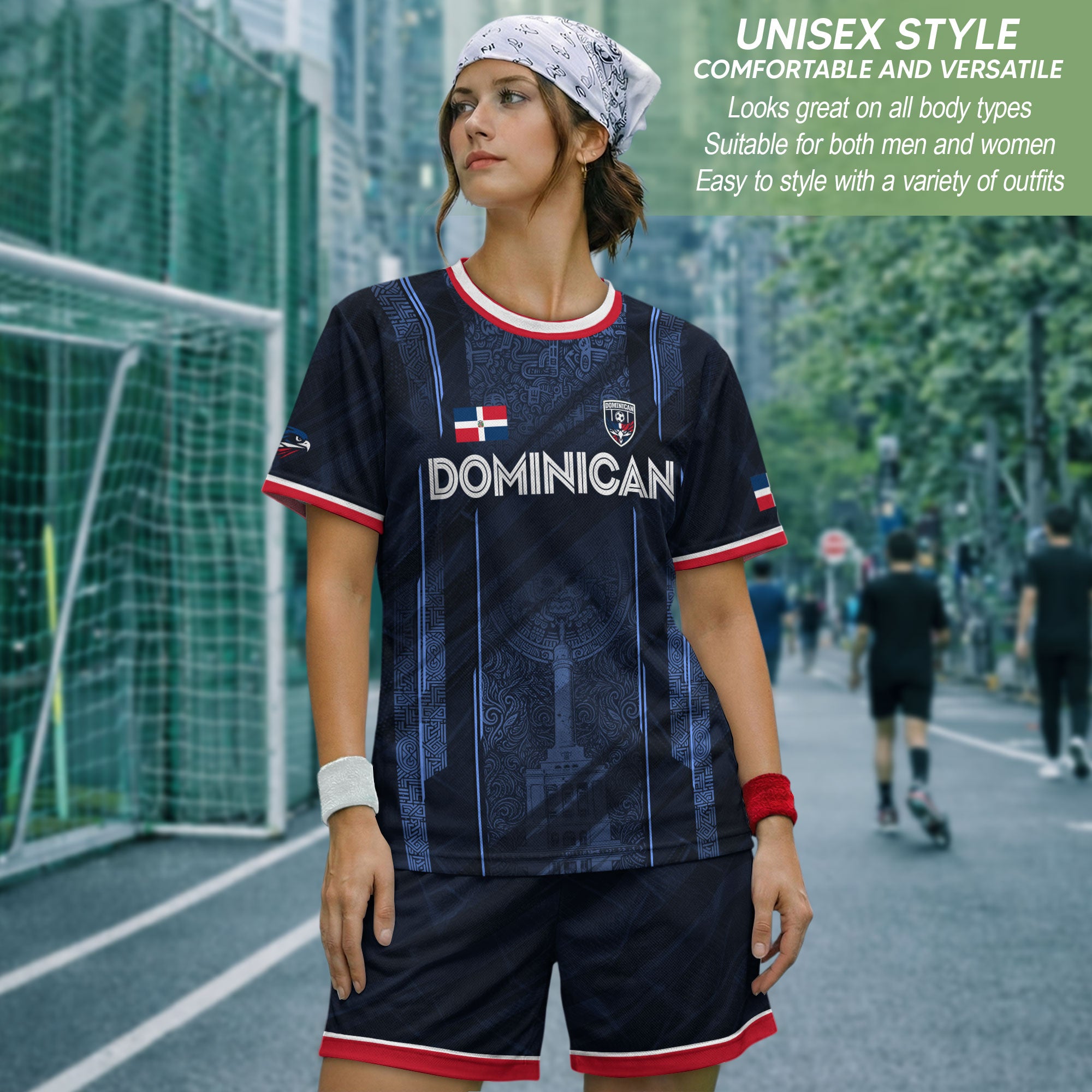 Dominican Republic Heritage Navy Blue Red National Pride Athletic Soccer Jersey