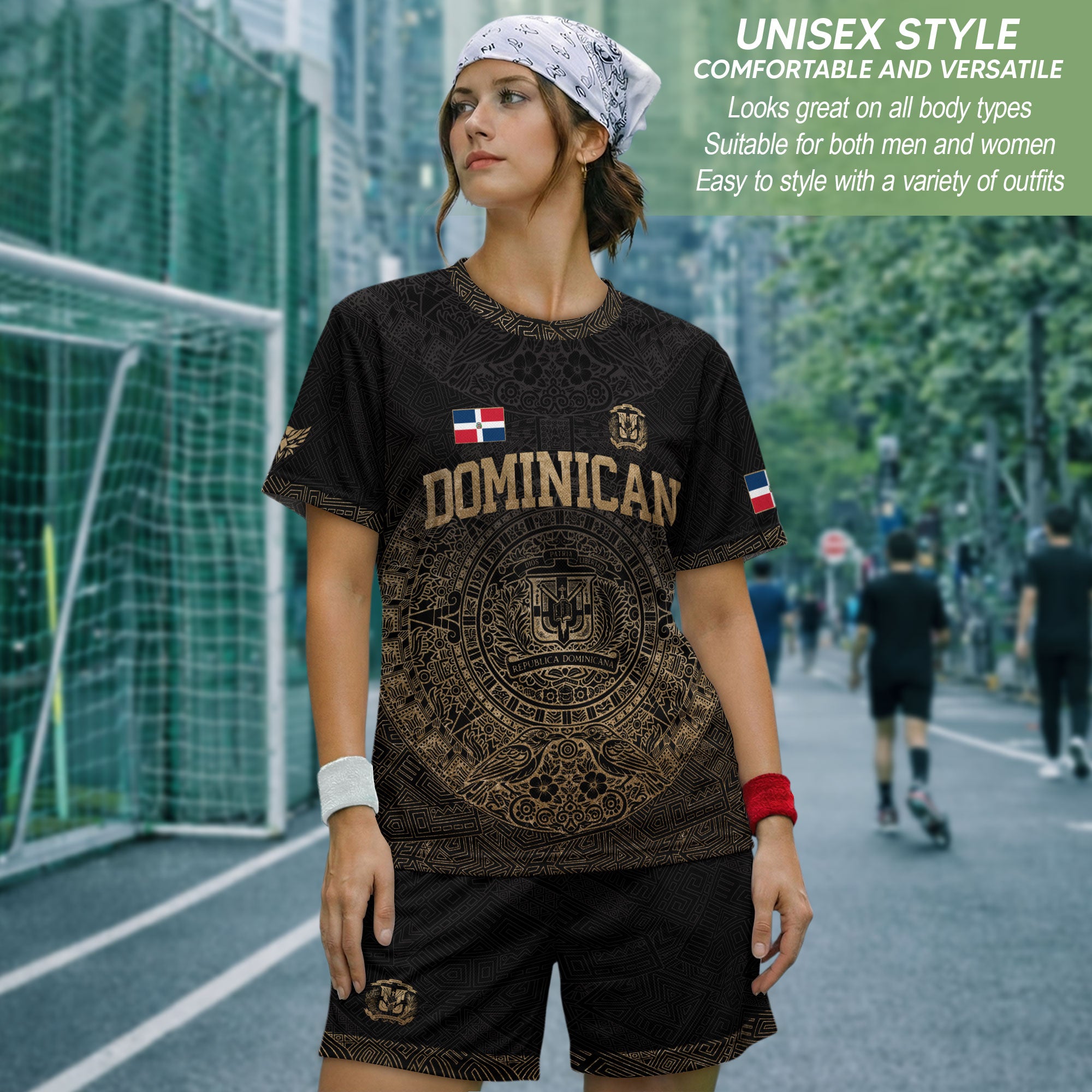 Dominican Republic Heritage Black Gold Vintage Taino Graphic Pattern Soccer Jersey