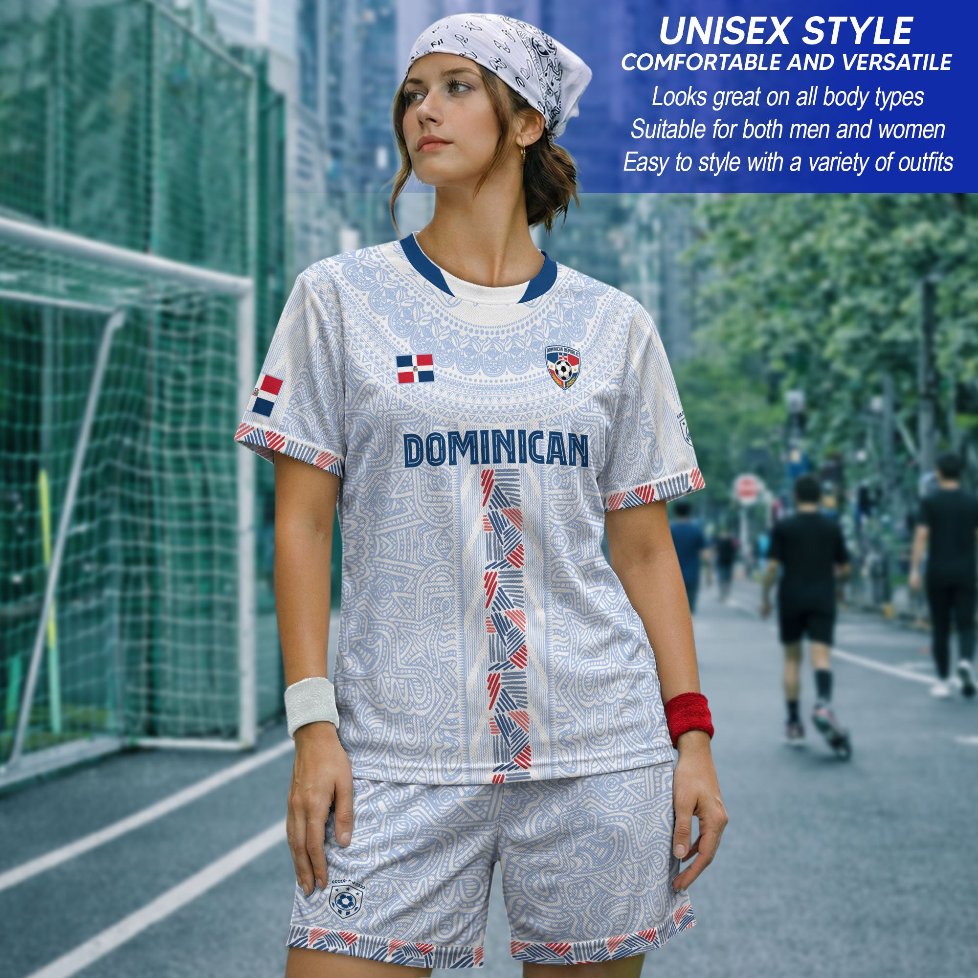 Dominican Republic Heritage White Athletic Woven Pattern Soccer Jersey