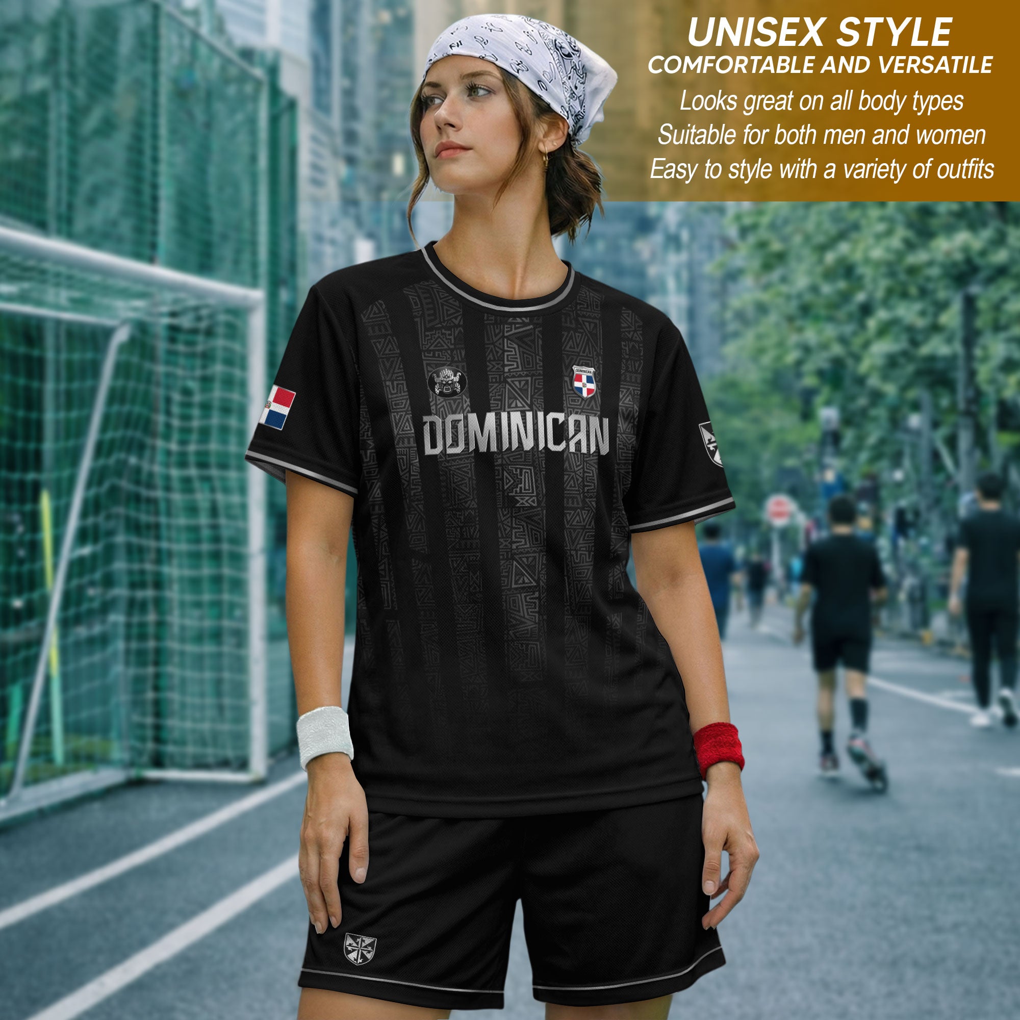 Dominican Republic Heritage Black Silver Athletic Independence Soccer Jersey