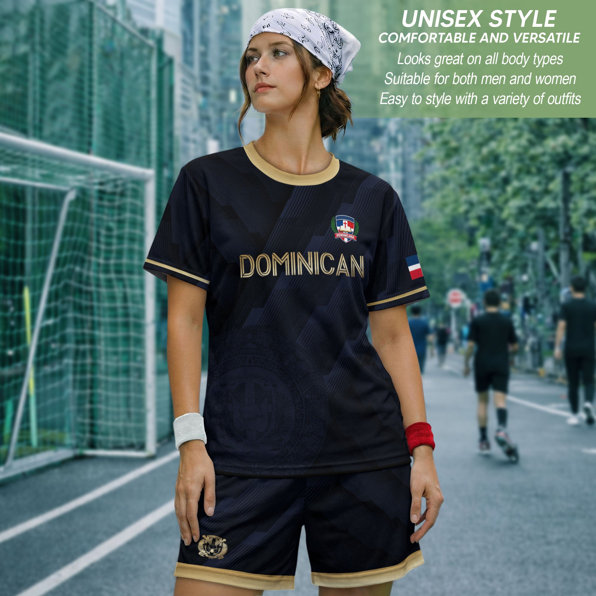 Dominican Republic National Heritage Soccer Jersey Navy Gold, Cultural Pride Emblem Design