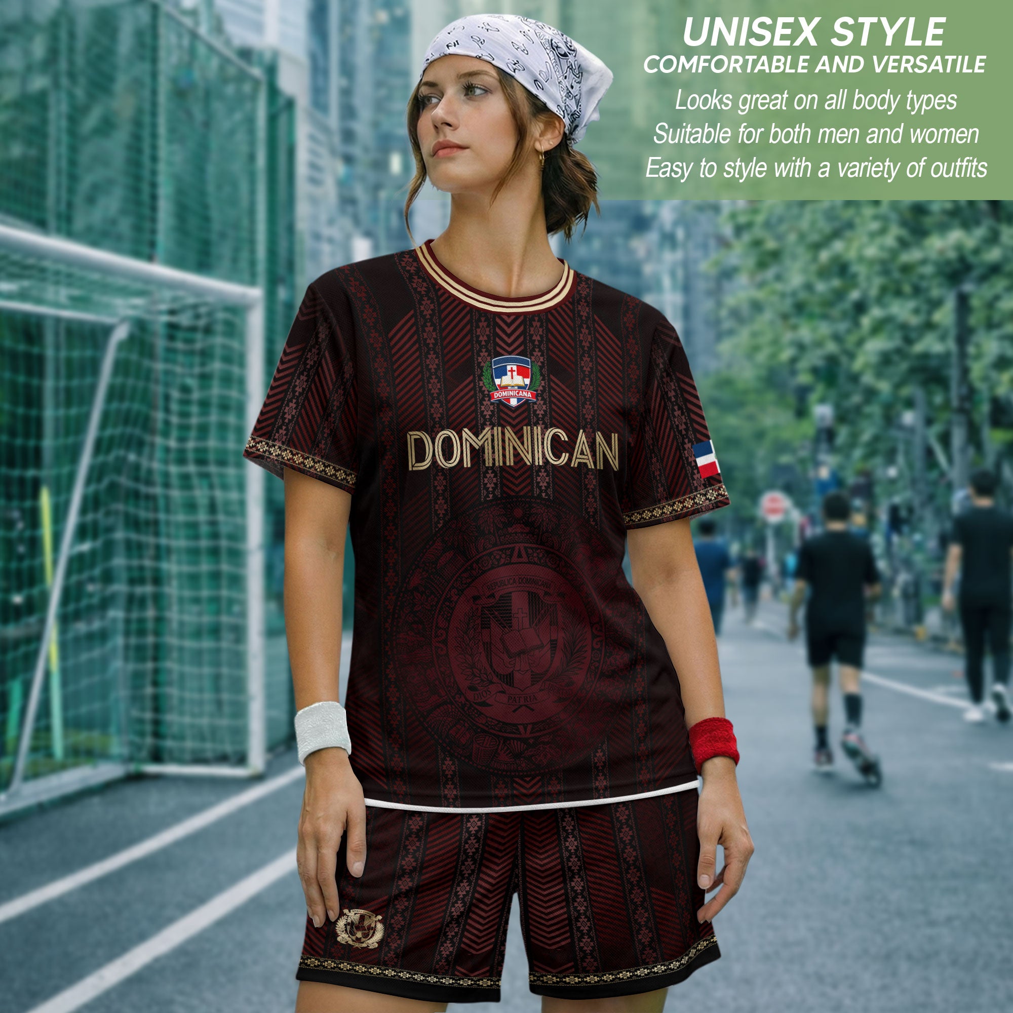 Dominican Republic Soccer Jersey Maroon Gold, Cultural Heritage National Pride Apparel