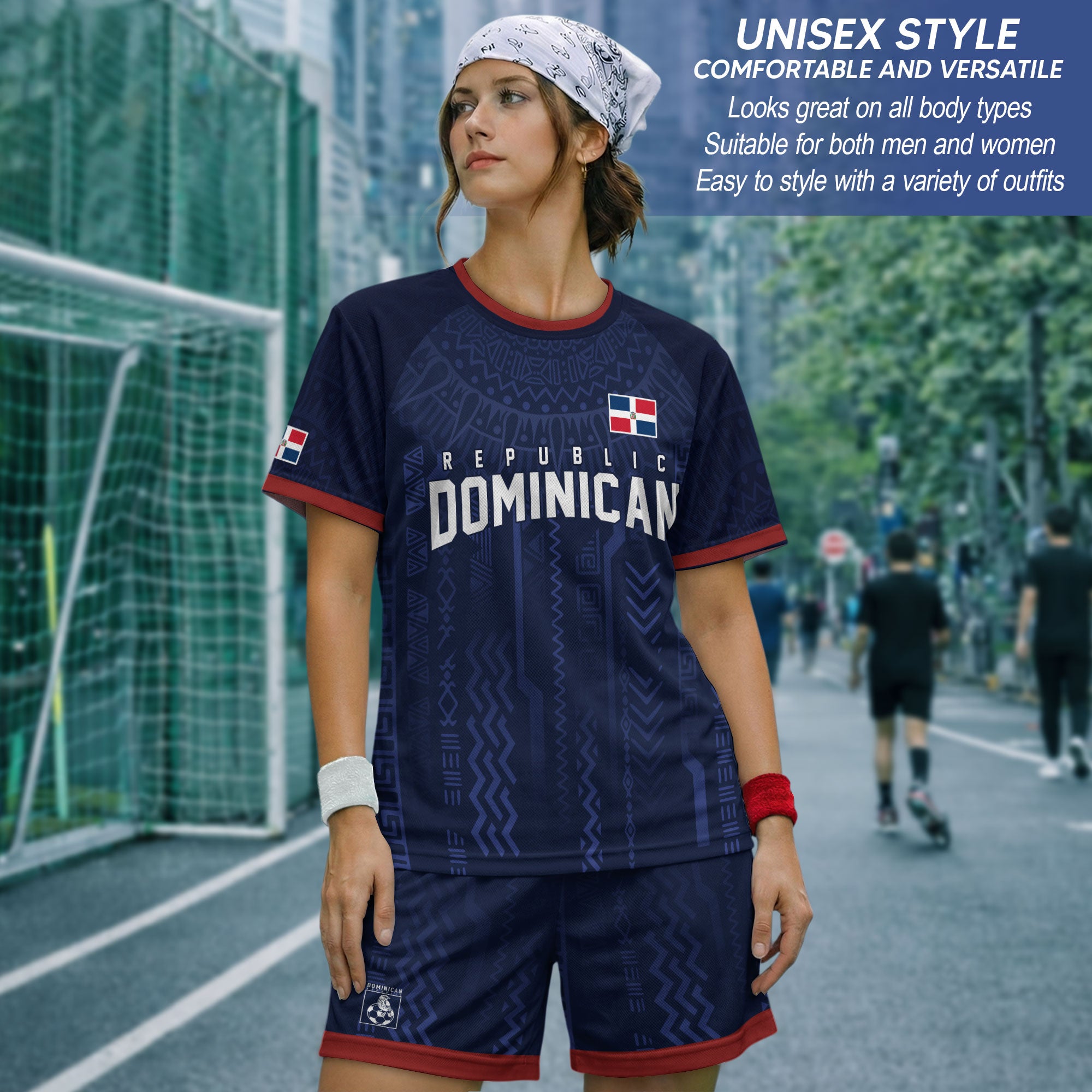 Dominican Republic Coat of Arms Tribal Navy National Pride Soccer Jersey