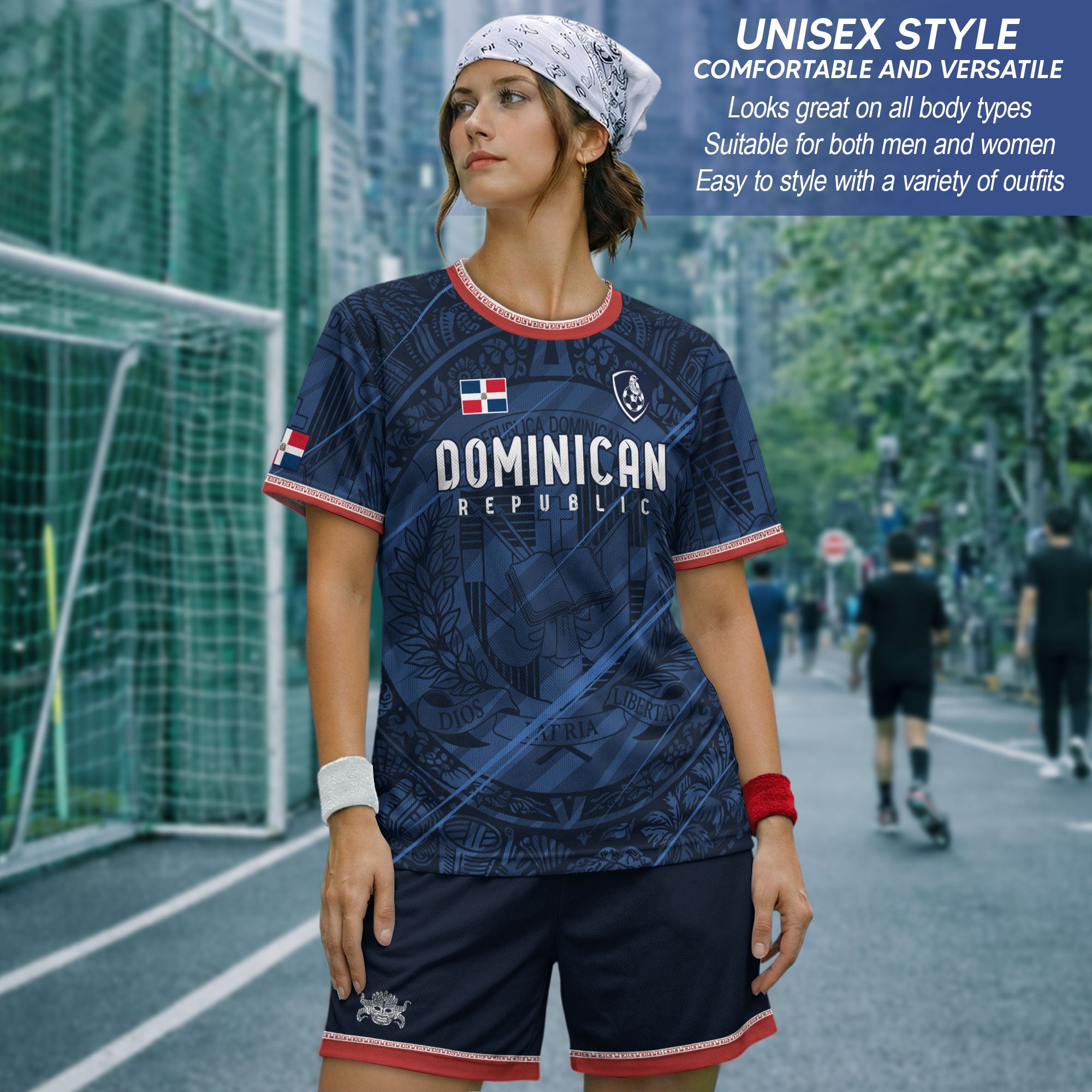 Dominican Republic Navy Red National Symbol Pattern Graphic Pride Soccer Jersey