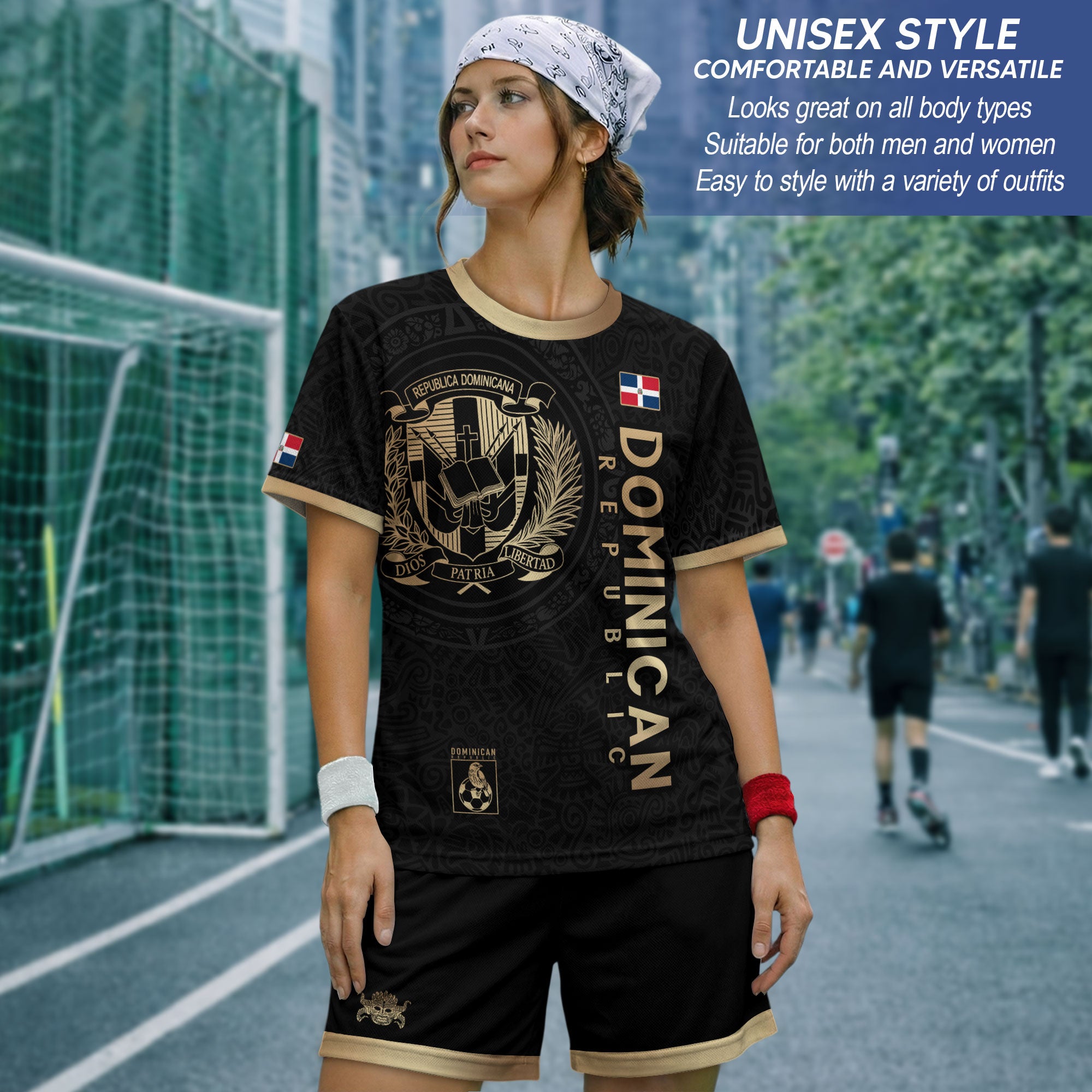 Dominican Republic Coat of Arms Black Gold Heritage National Pride Soccer Jersey