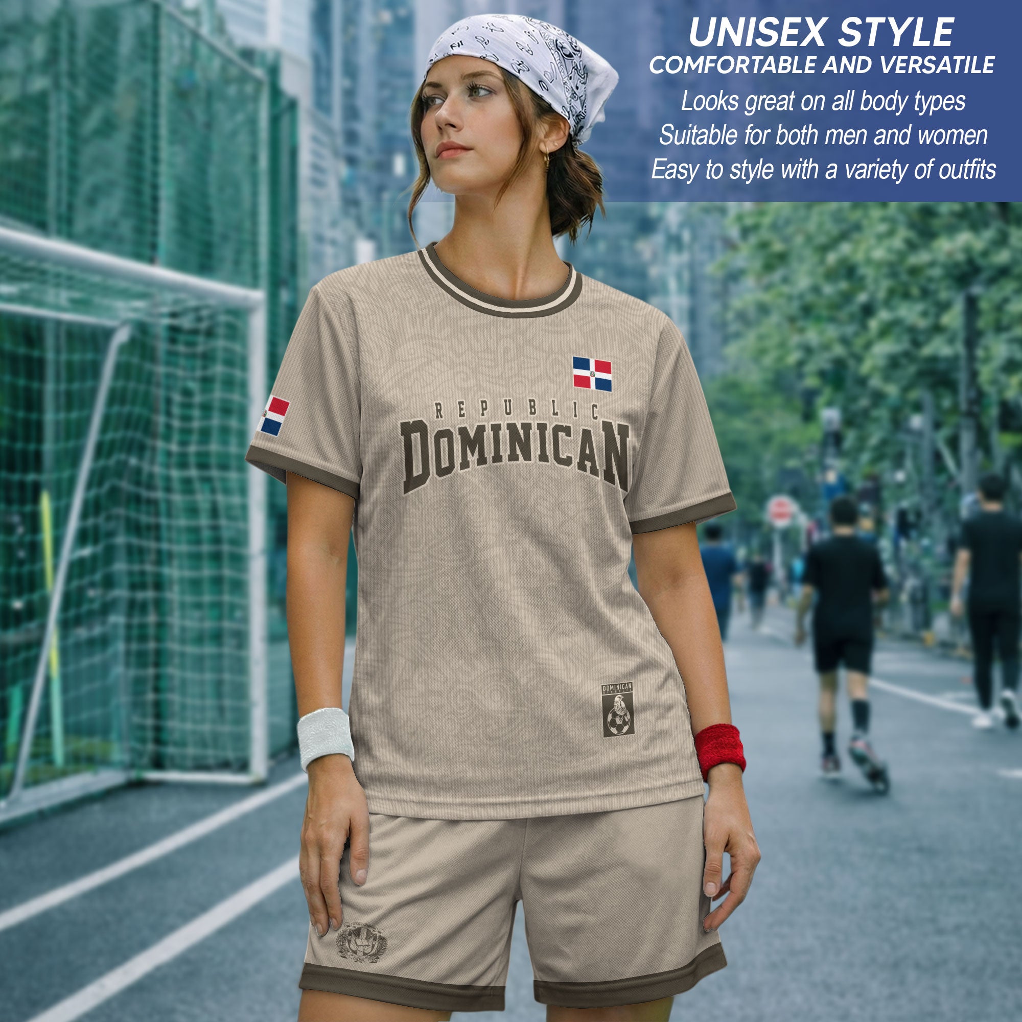 Dominican Republic Coat of Arms Beige Olive Heritage Athletic Sport Soccer Jersey