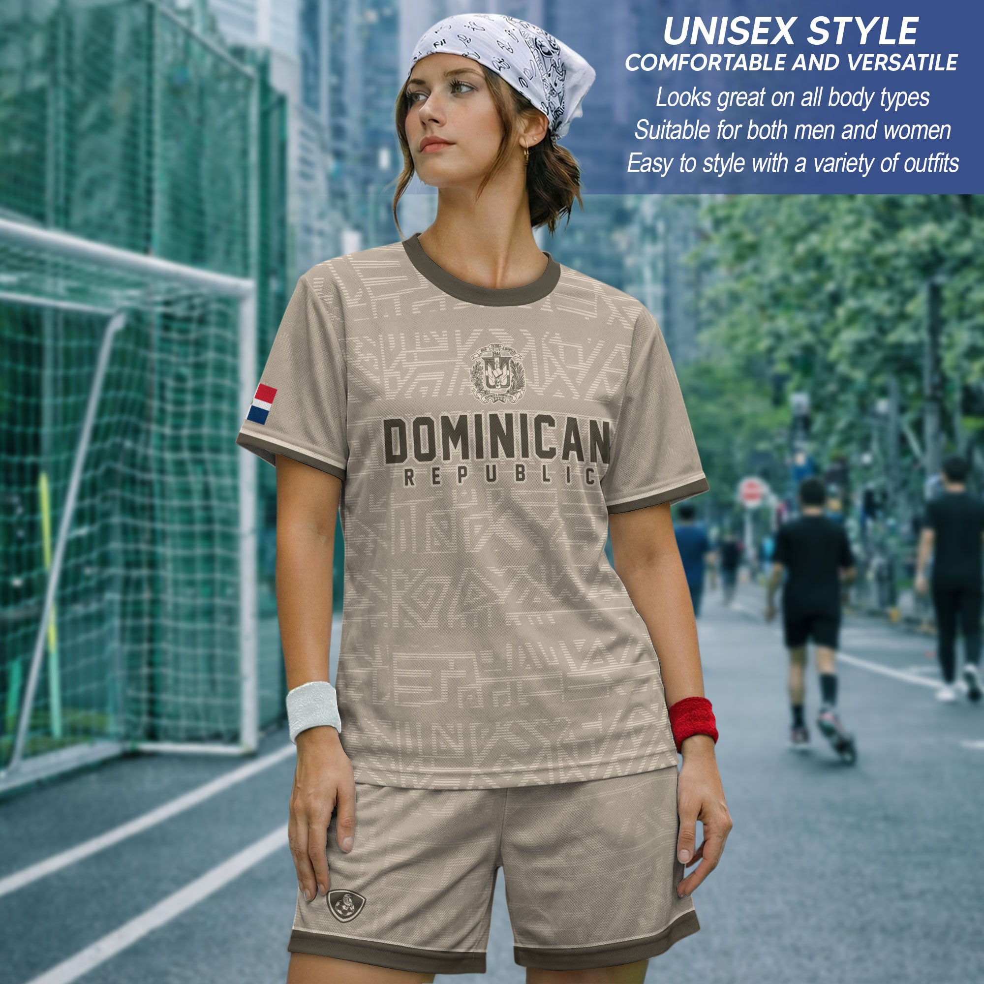 Dominican Republic Beige Brown National Symbol Pattern Graphic Pride Soccer Jersey