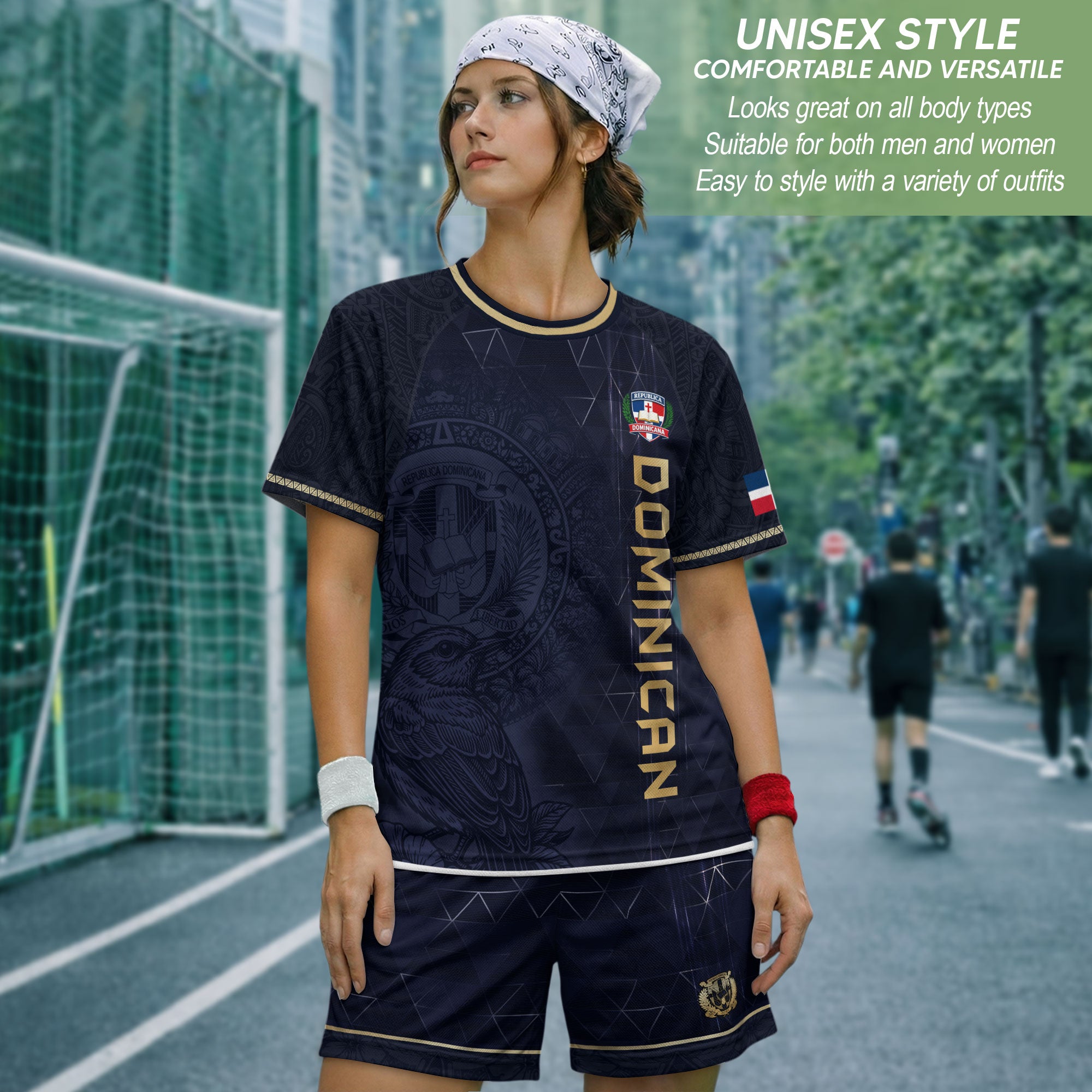 Dominican Heritage Soccer Jersey Black Navy, Cultural Identity & Pride Collection