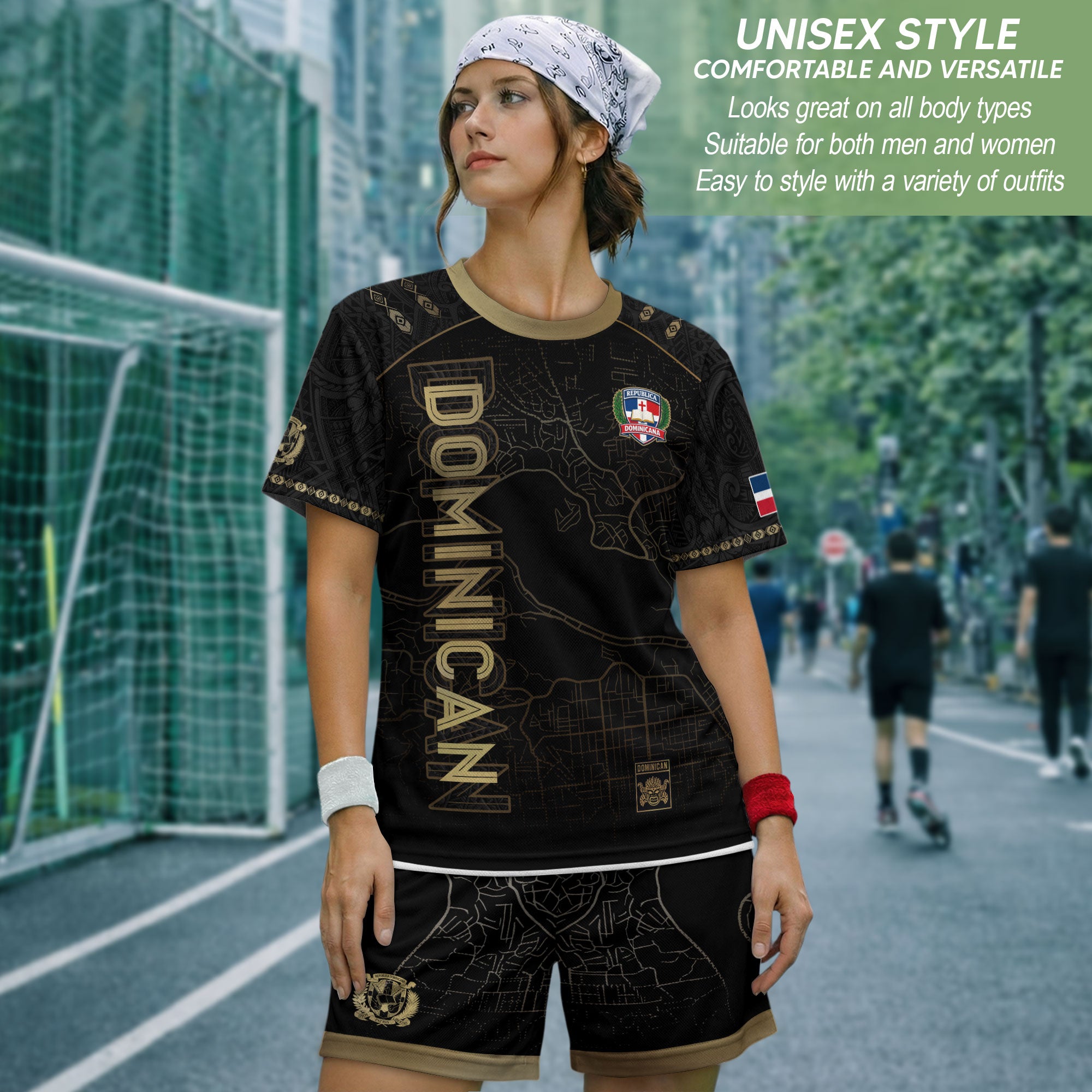 Dominican National Pride Soccer Jersey Black Gold, Heritage Inspired Apparel