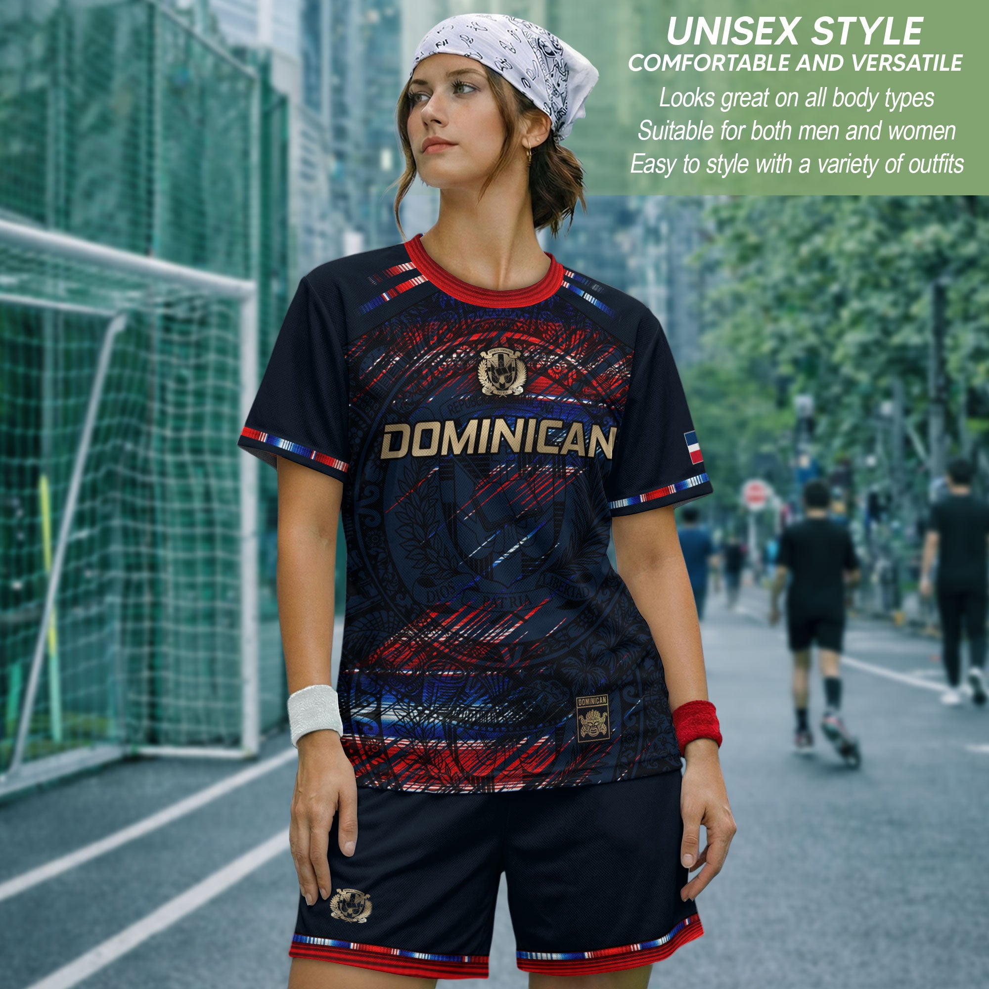 Dominican Heritage Pride Soccer Jersey Black Red Navy, Dominican Soccer Jersey, Cultural Unity Collection