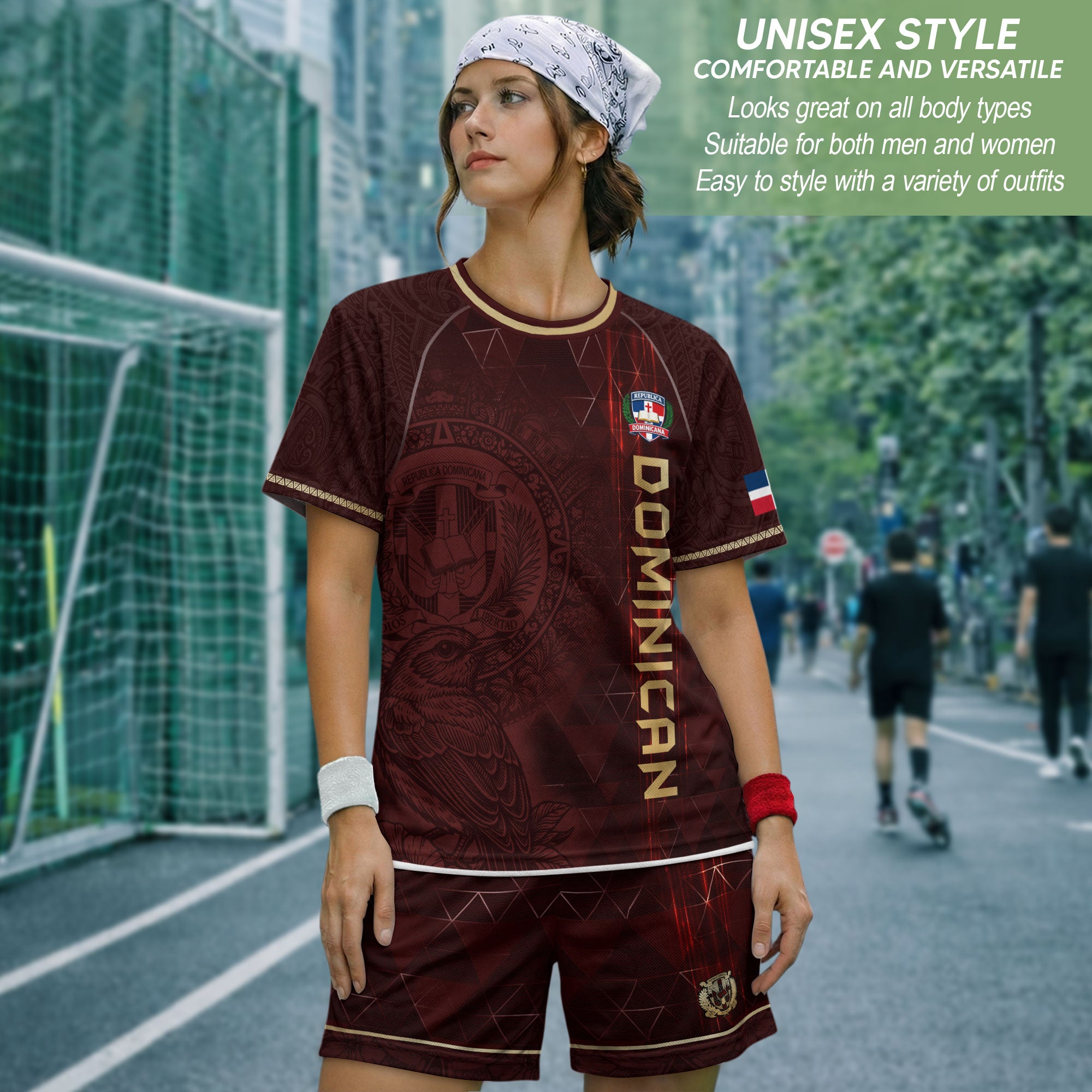 Dominican Heritage Soccer Jersey Maroon Gold, Cultural Pride & Identity Collection