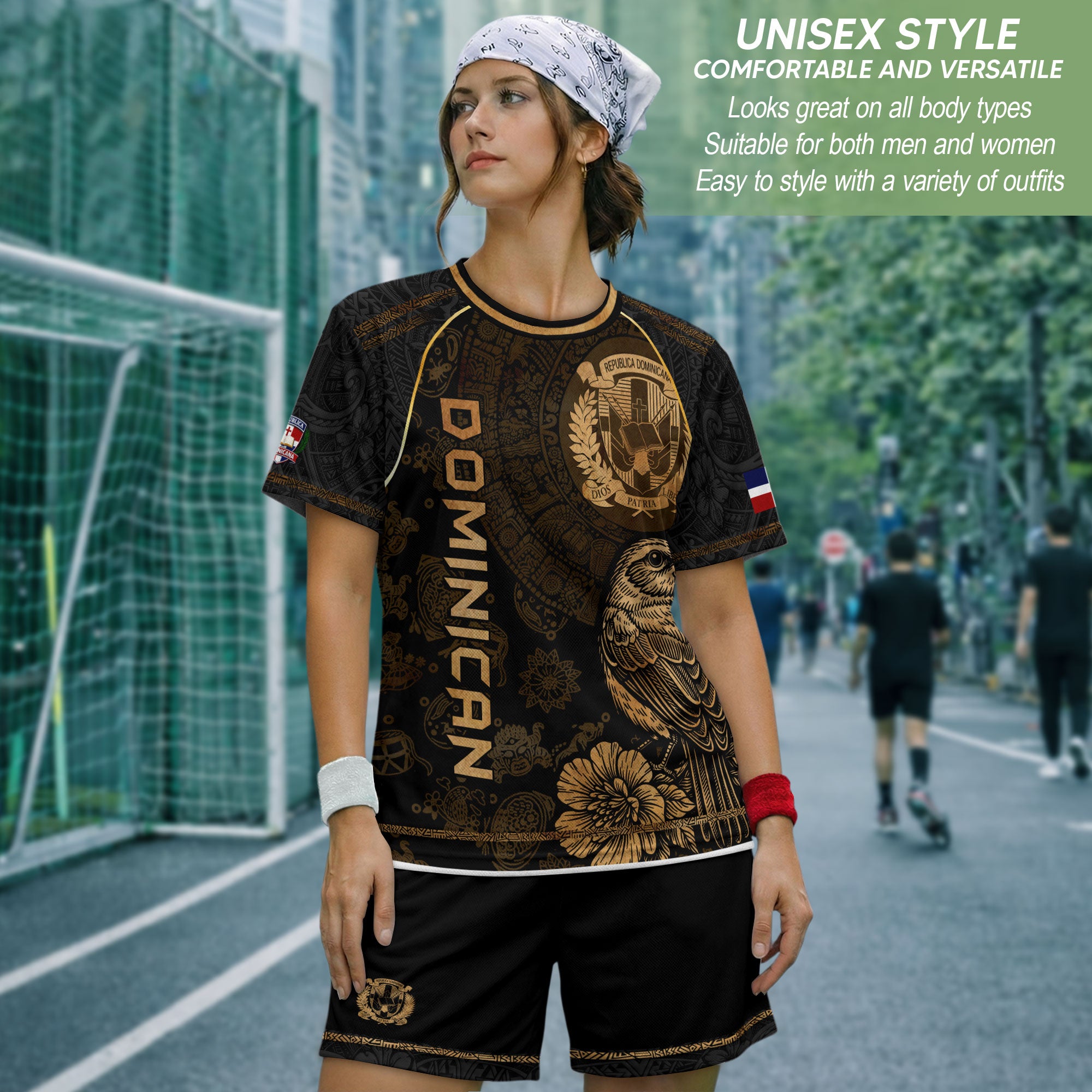 Dominican National Pride Soccer Jersey Black Gold, Heritage-Inspired Apparel