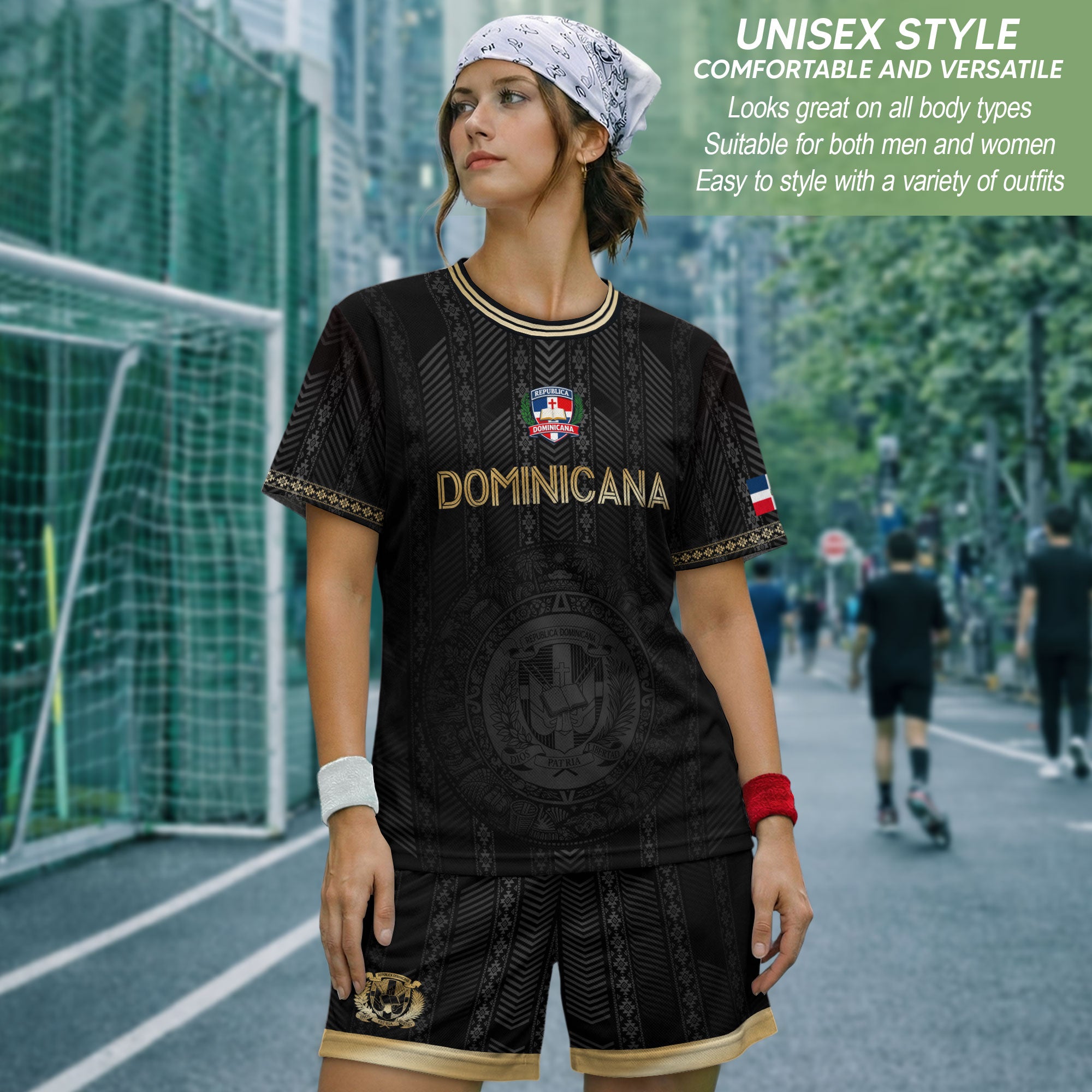 Dominican Heritage Football Jersey Black Gold, Cultural Identity & National Pride Shirt