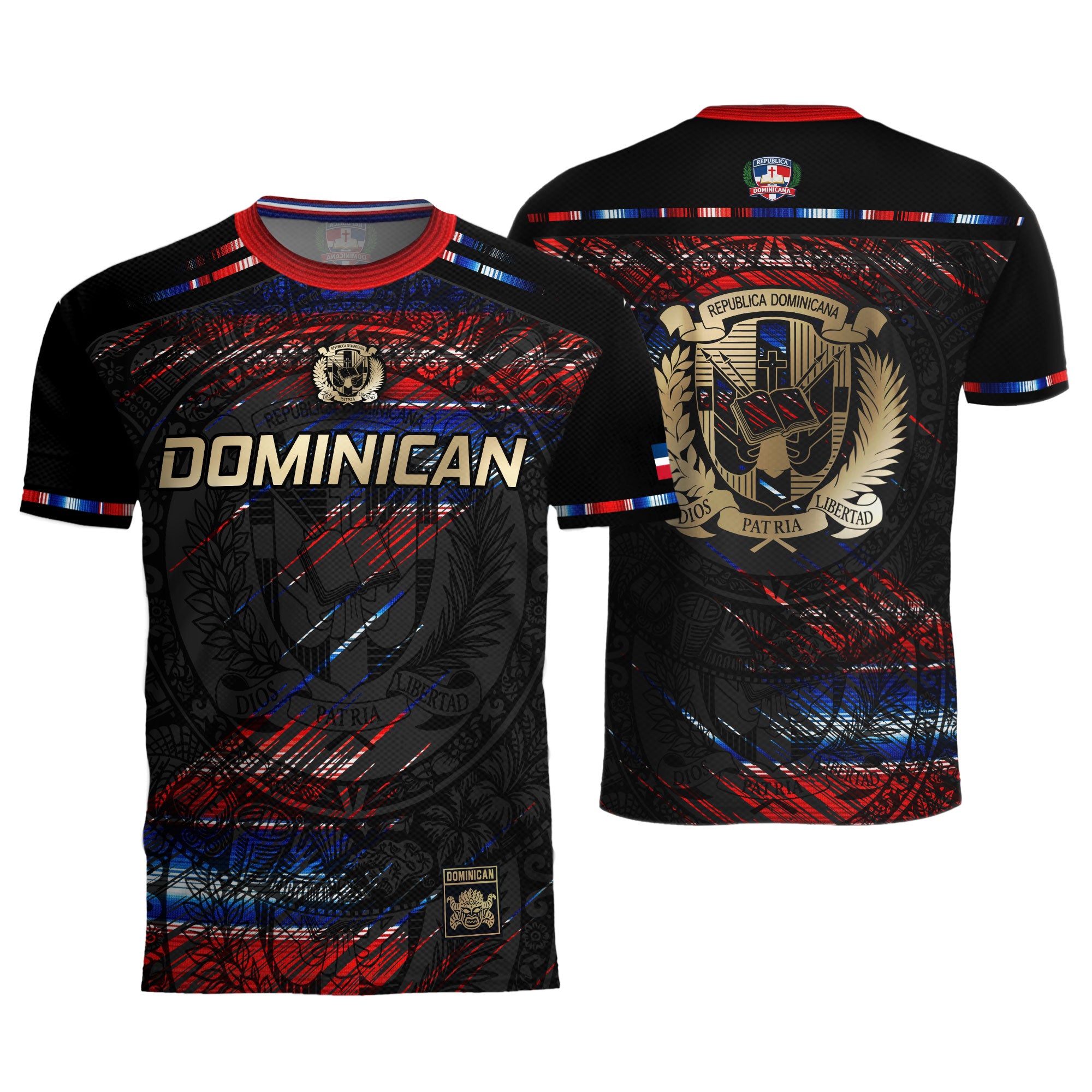 Dominican Heritage Pride Soccer Jersey Black Red Navy, Cultural Unity Collection