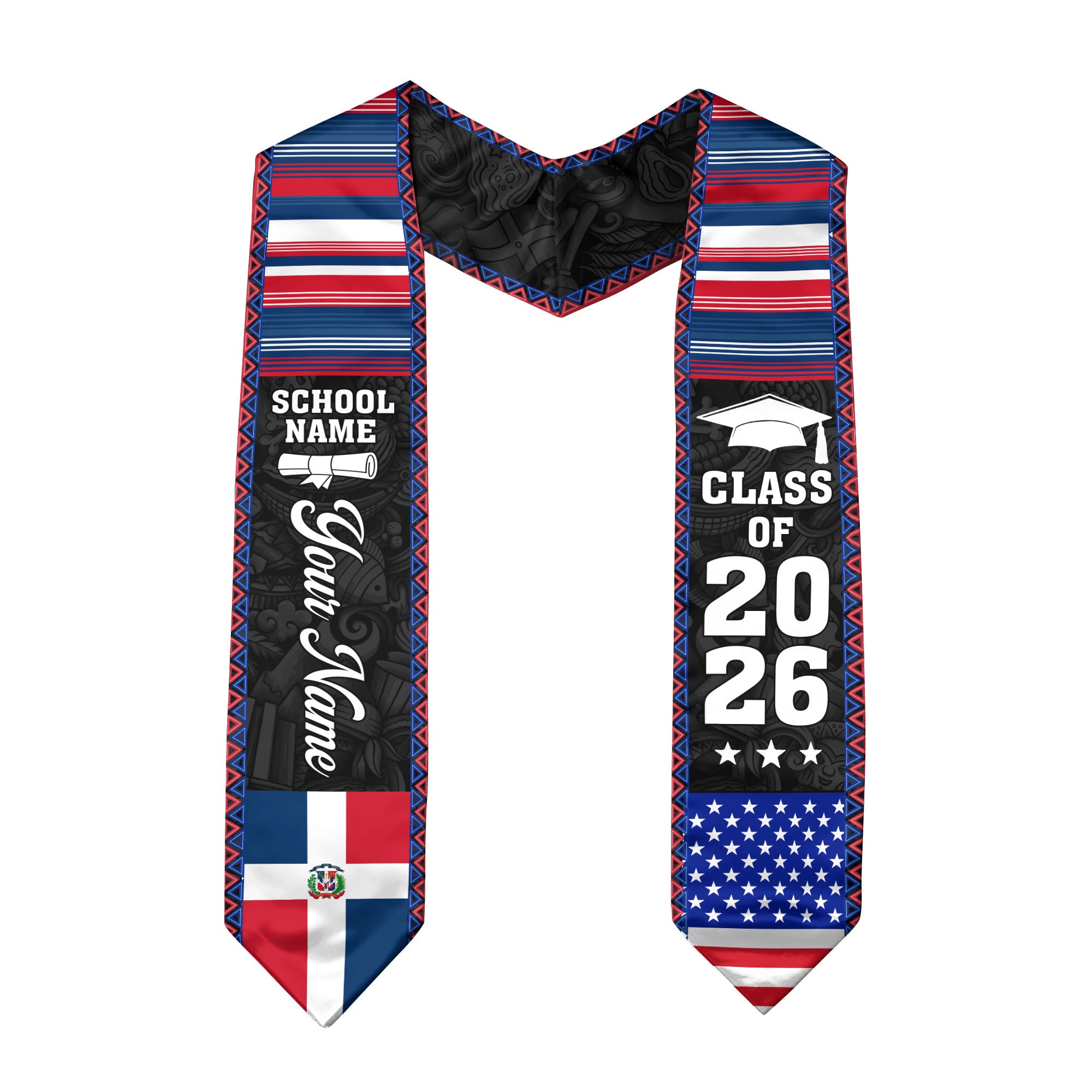 Custom Dominican Graduation Sash Dominicana Stole for Graduate, Class of 2026 Grad Celebration