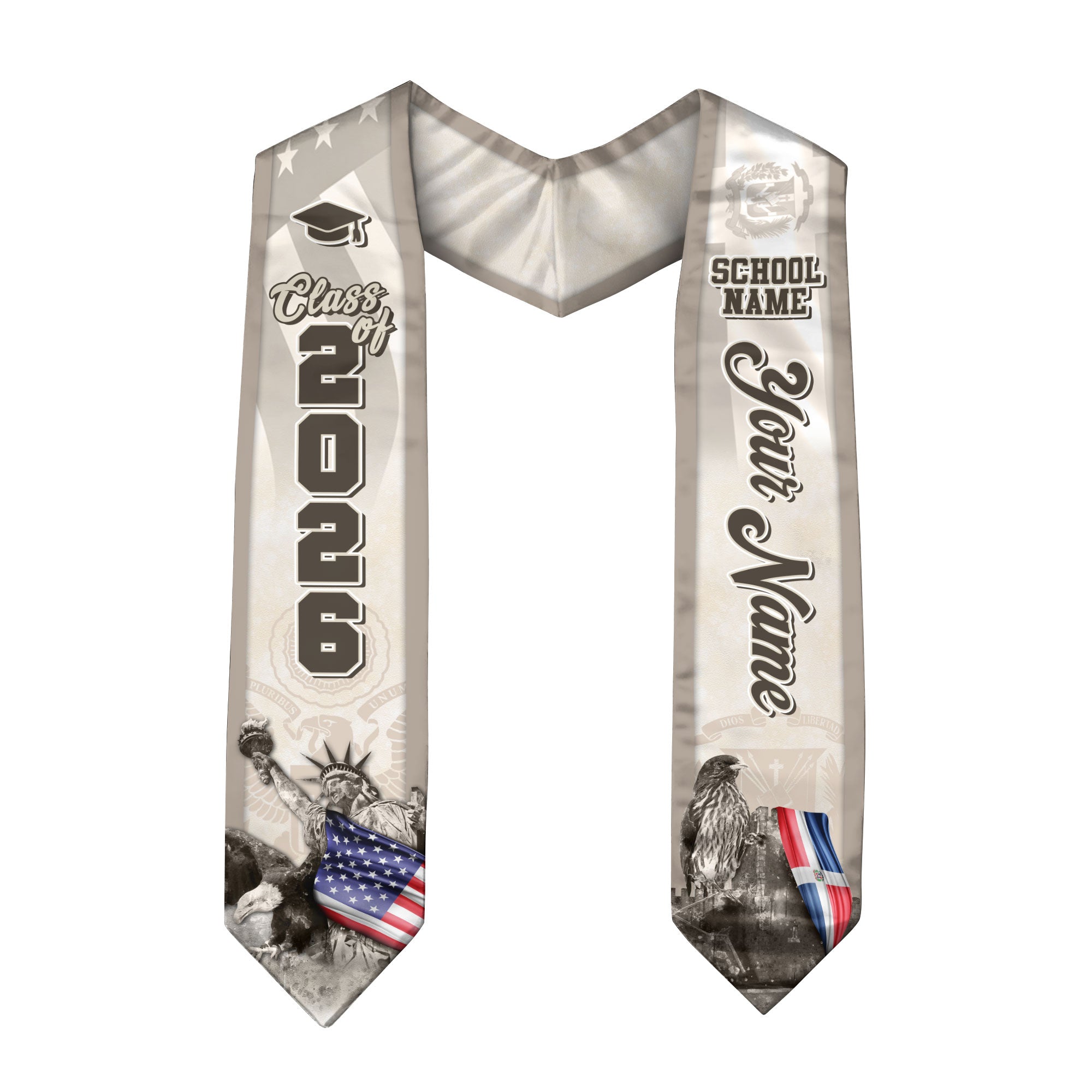 Dominicans Class of 2026 Graduation Stole Custom Dominican USA Flag Eagle Statue Design