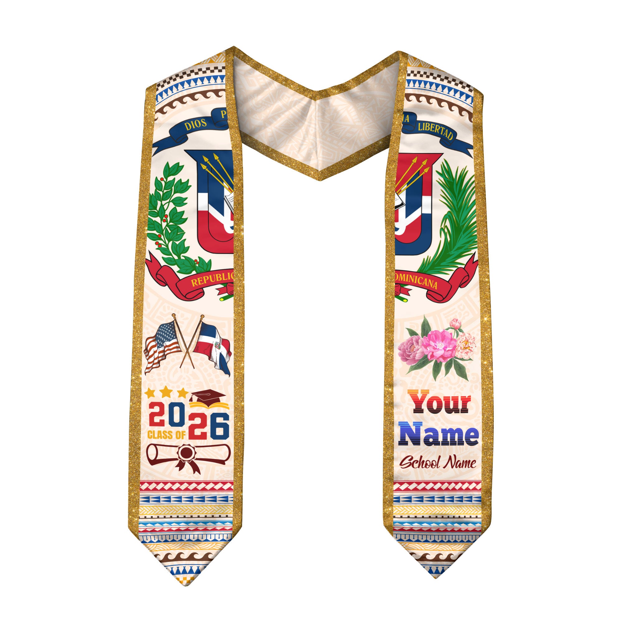 Personalized Dominican Graduation Sash Dominicana Stole, Class of 2026 Grad Gift