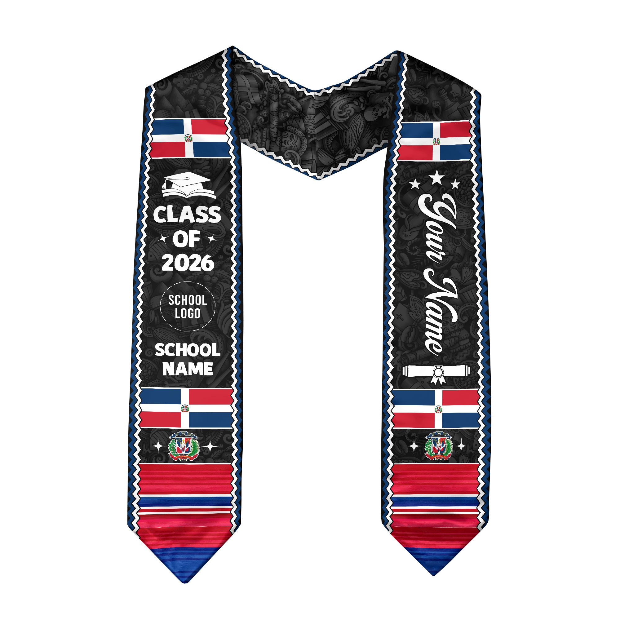 Custom Dominican Graduation Stole, DR Grad Sash Gift, Class of 2026 Senior Graduate