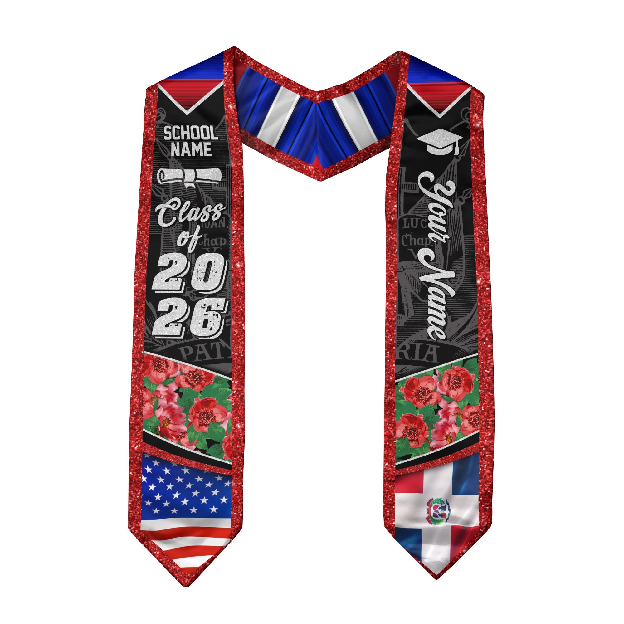 Dominican Floral Stole Graduation Grad Sash Custom, Class of 2026 Graduate Senior Gift
