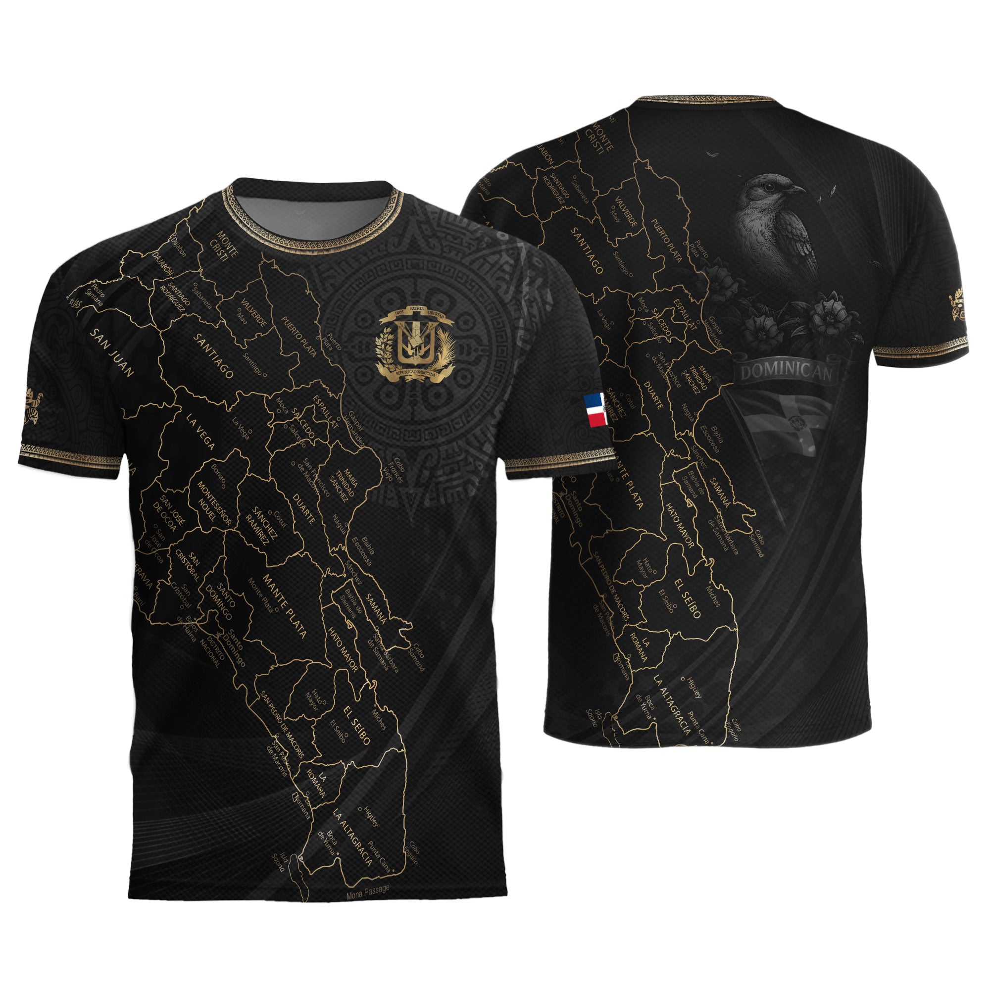 Dominican National Pride Soccer Jersey Black Gold, Cultural Heritage Apparel