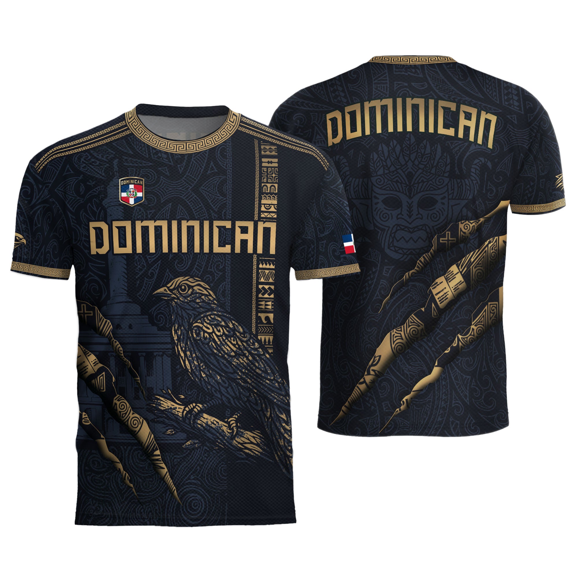 Dominican Republic Heritage Navy Gold Vintage Athletic Palmchat Bird Soccer Jersey