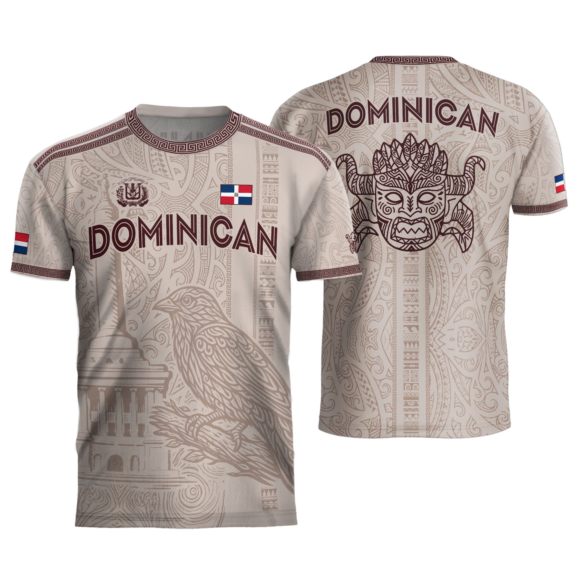 Dominican Republic Heritage Beige Burgundy Vintage Athletic Palmchat Soccer Jersey