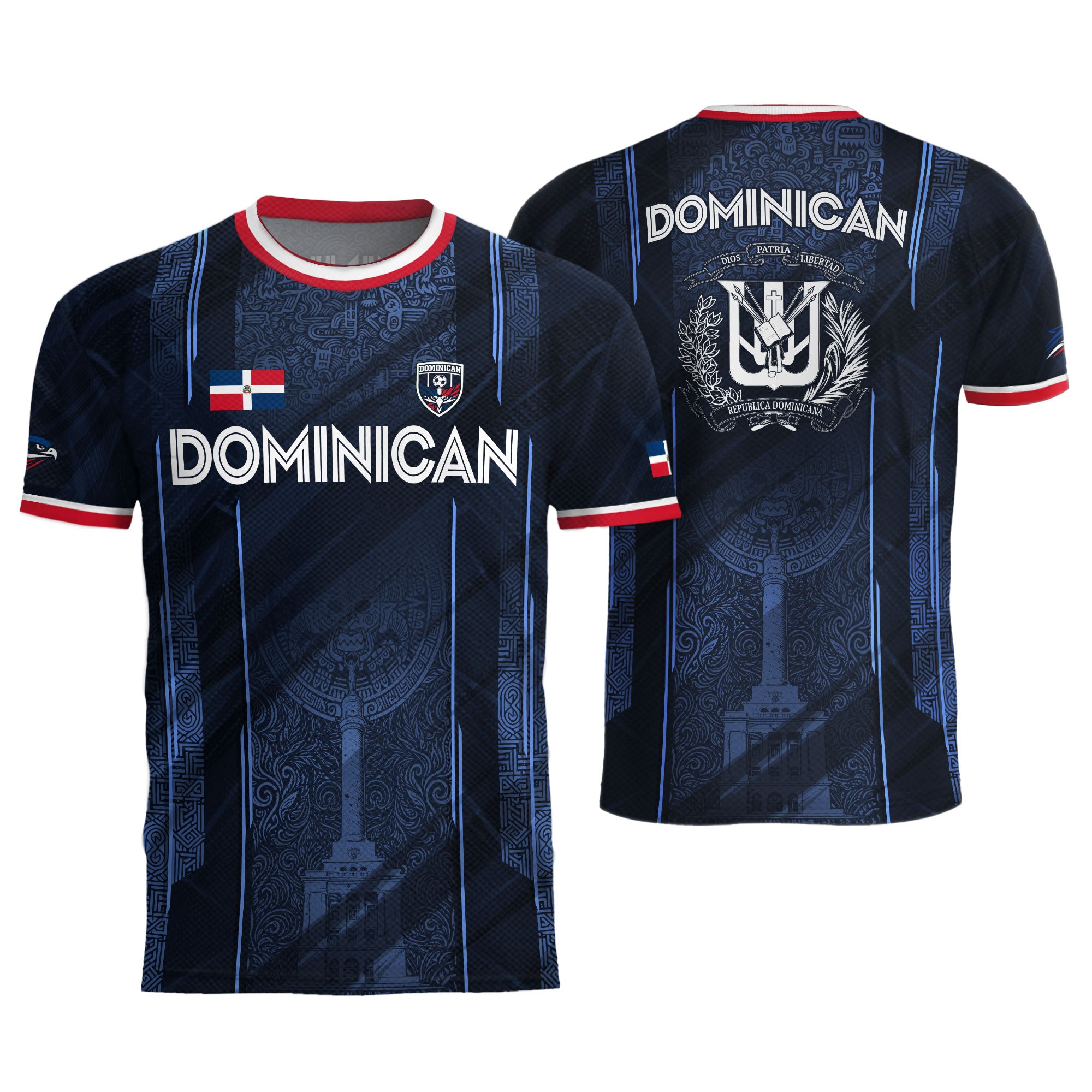 Dominican Republic Heritage Navy Blue Red National Pride Athletic Soccer Jersey