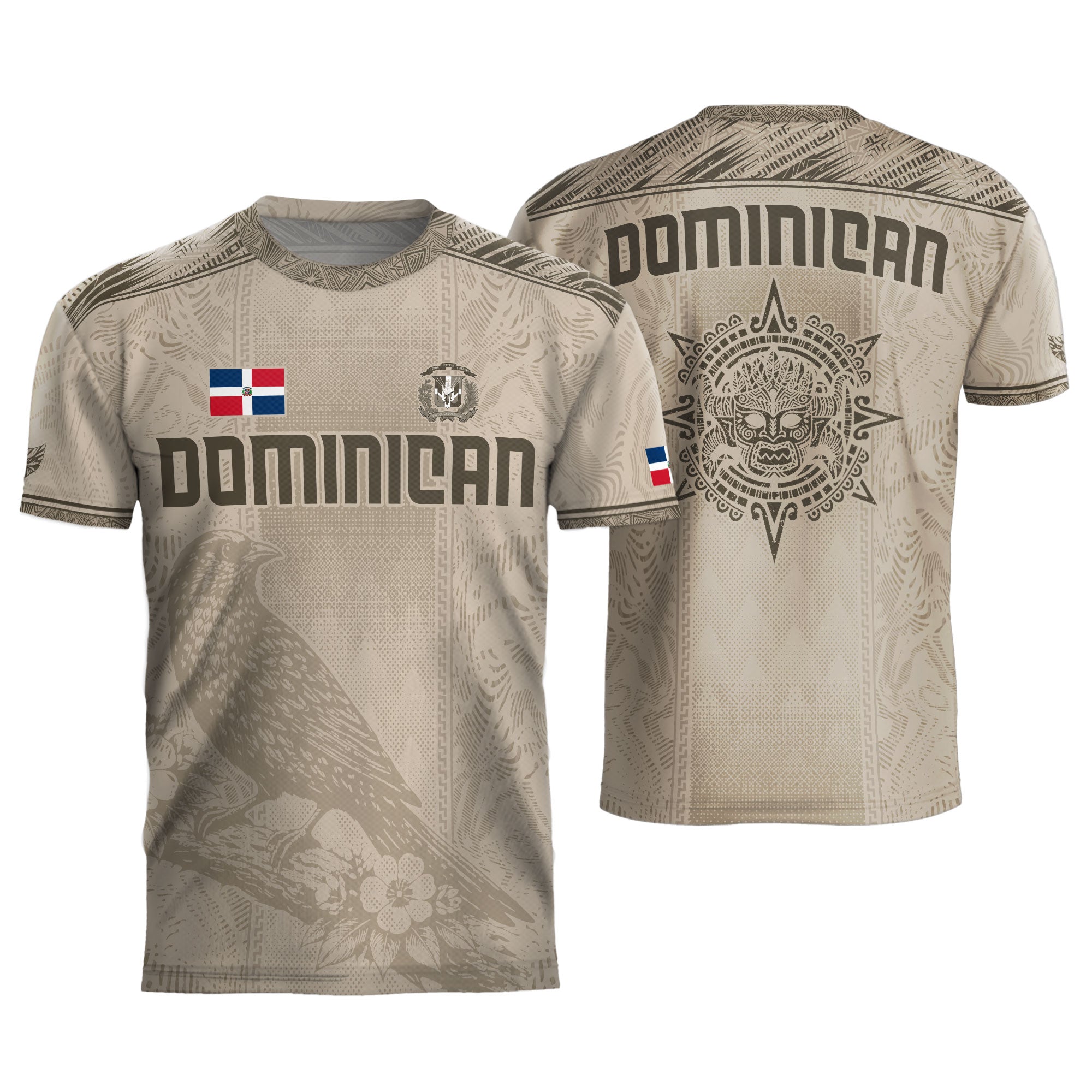 Dominican Republic Heritage Beige Olive Vintage Athletic Taino Art Soccer Jersey