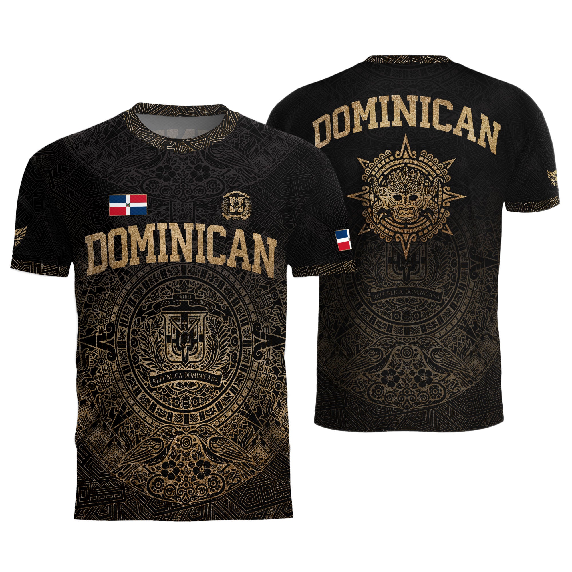 Dominican Republic Heritage Black Gold Vintage Taino Graphic Pattern Soccer Jersey