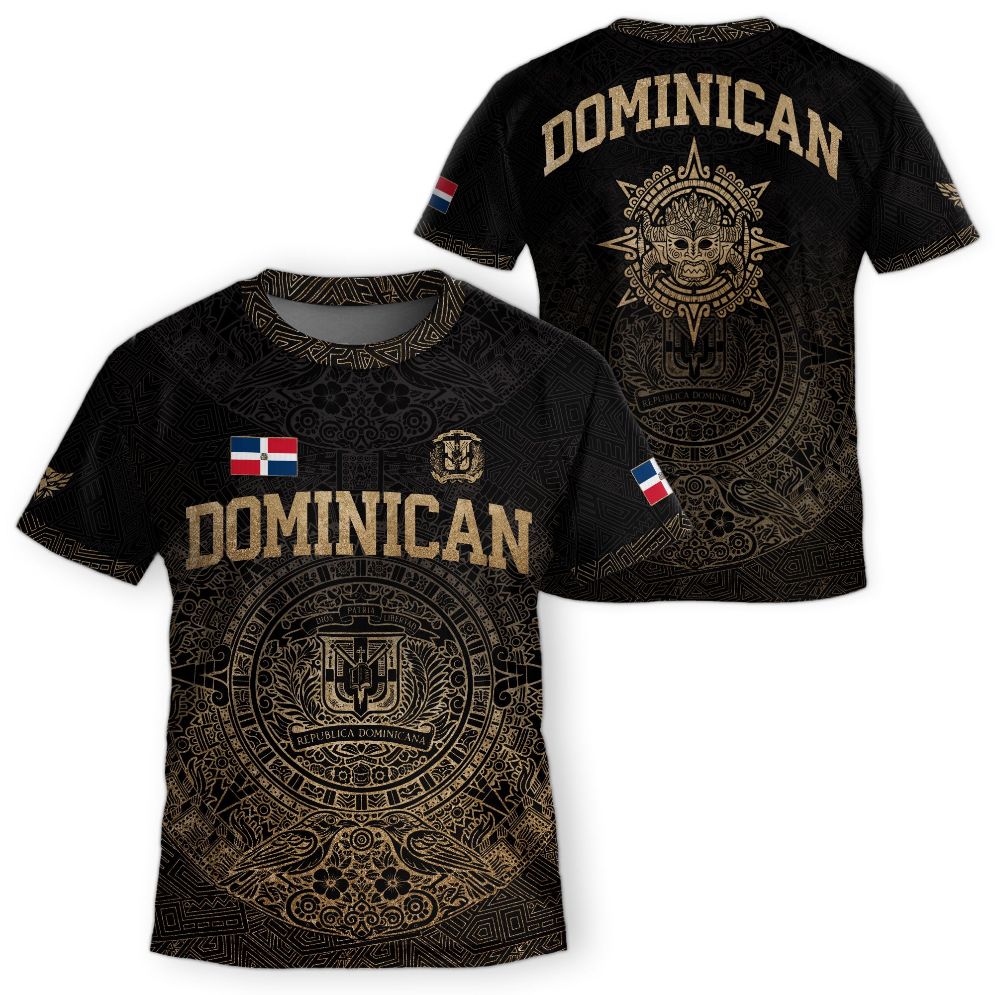 Dominican Identity Soccer Jersey Black Gold for Kids Youth, Heritage & Pride Collection
