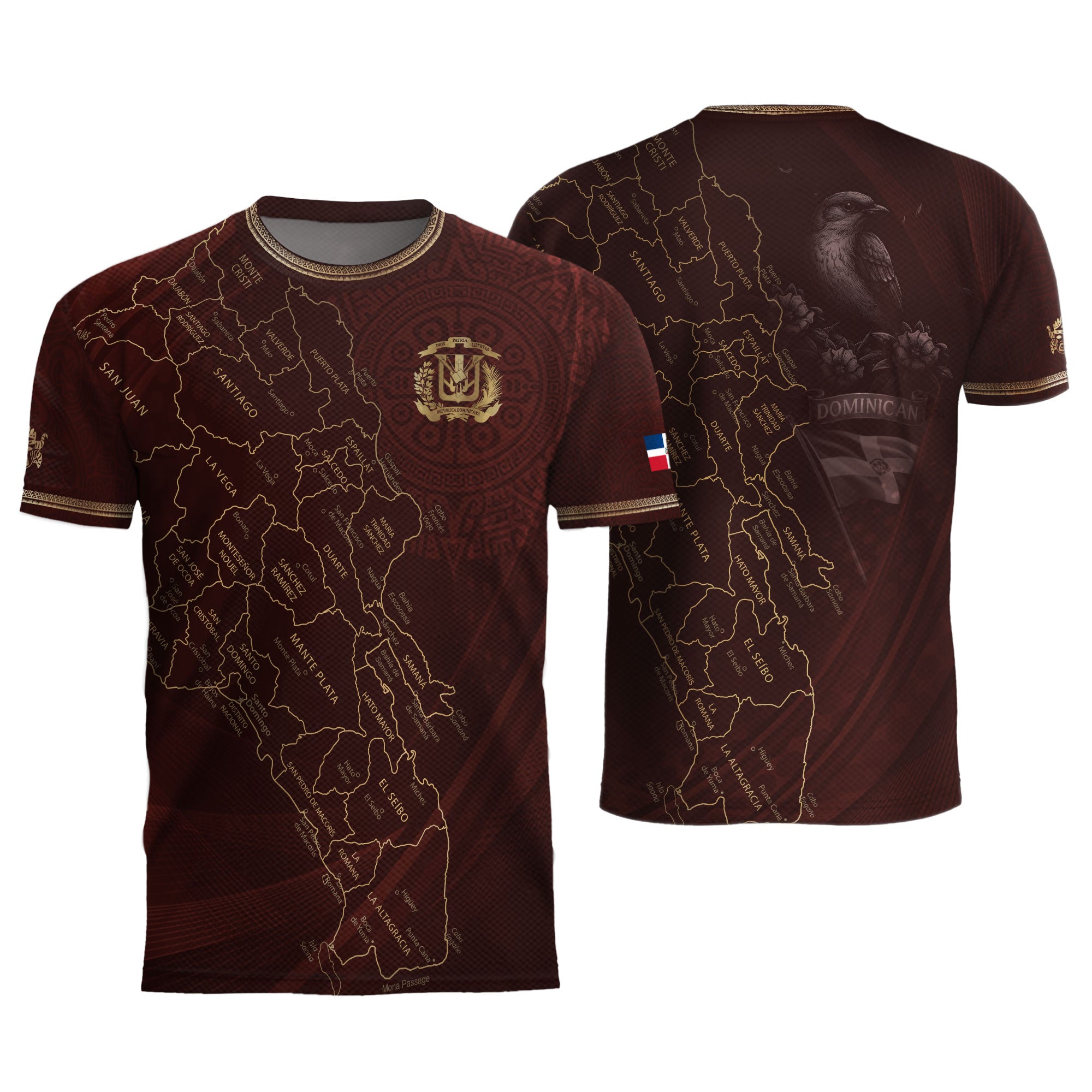 Dominican National Heritage Soccer Jersey Maroon Gold, Pride-Inspired Football Apparel