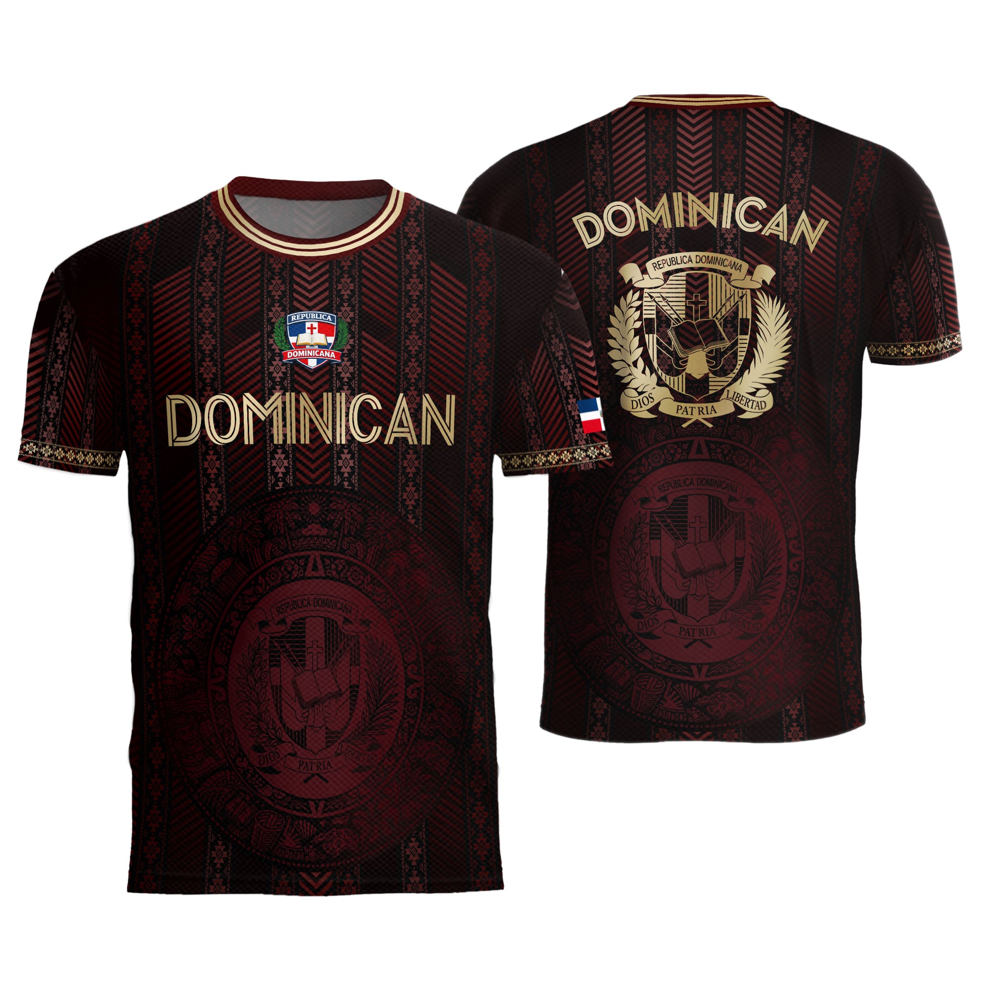 Dominican Republic Soccer Jersey Maroon Gold, Cultural Heritage National Pride Apparel