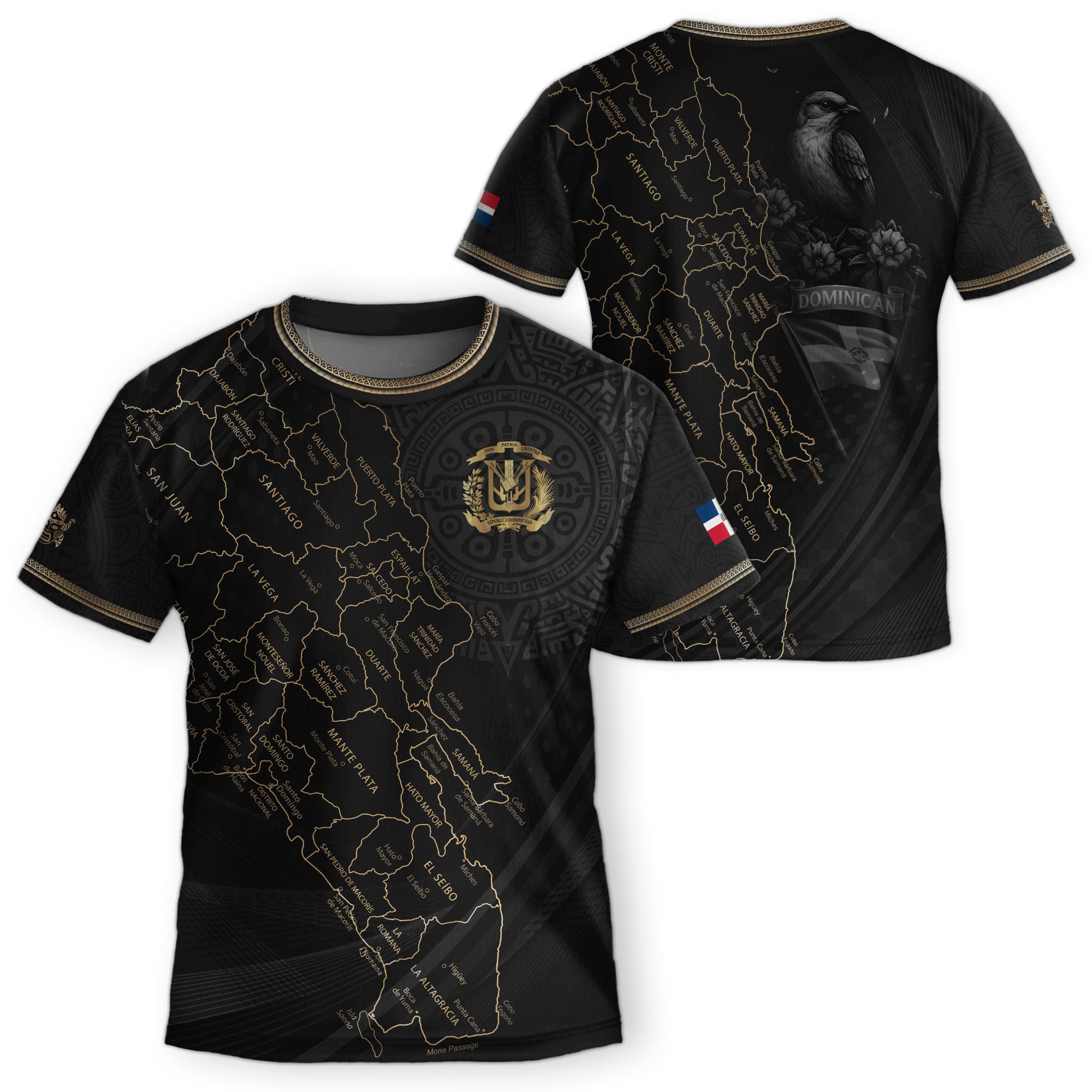 Dominican Republic Kids Youth Heritage Black Gold Map National Pride Soccer Jersey