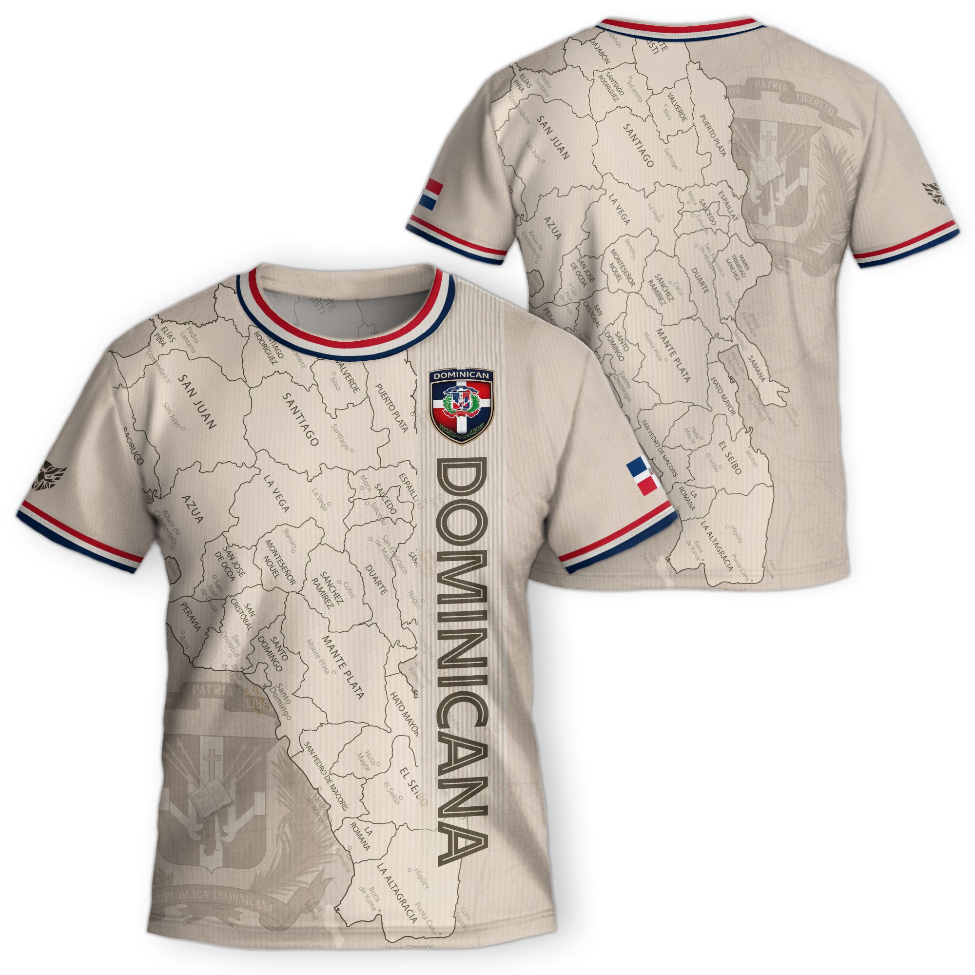 Dominican Republic Kids Youth Heritage Beige Map National Pride Athletic Soccer Jersey