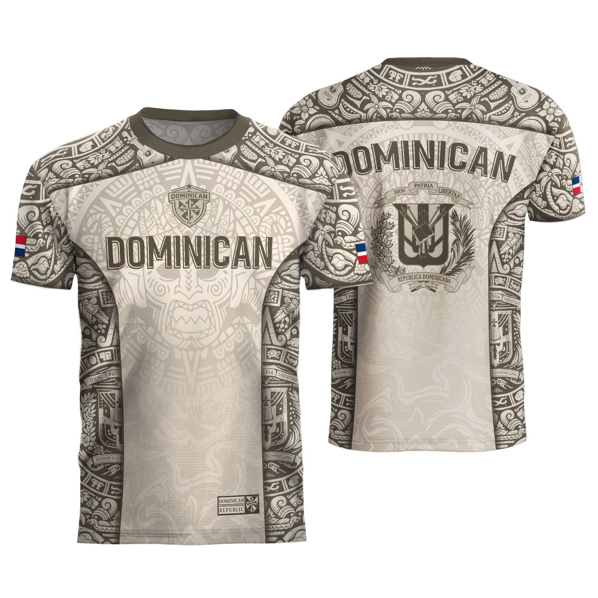 Dominican Republic Heritage Orgullo Dominicano Beige Taino Soccer Jersey