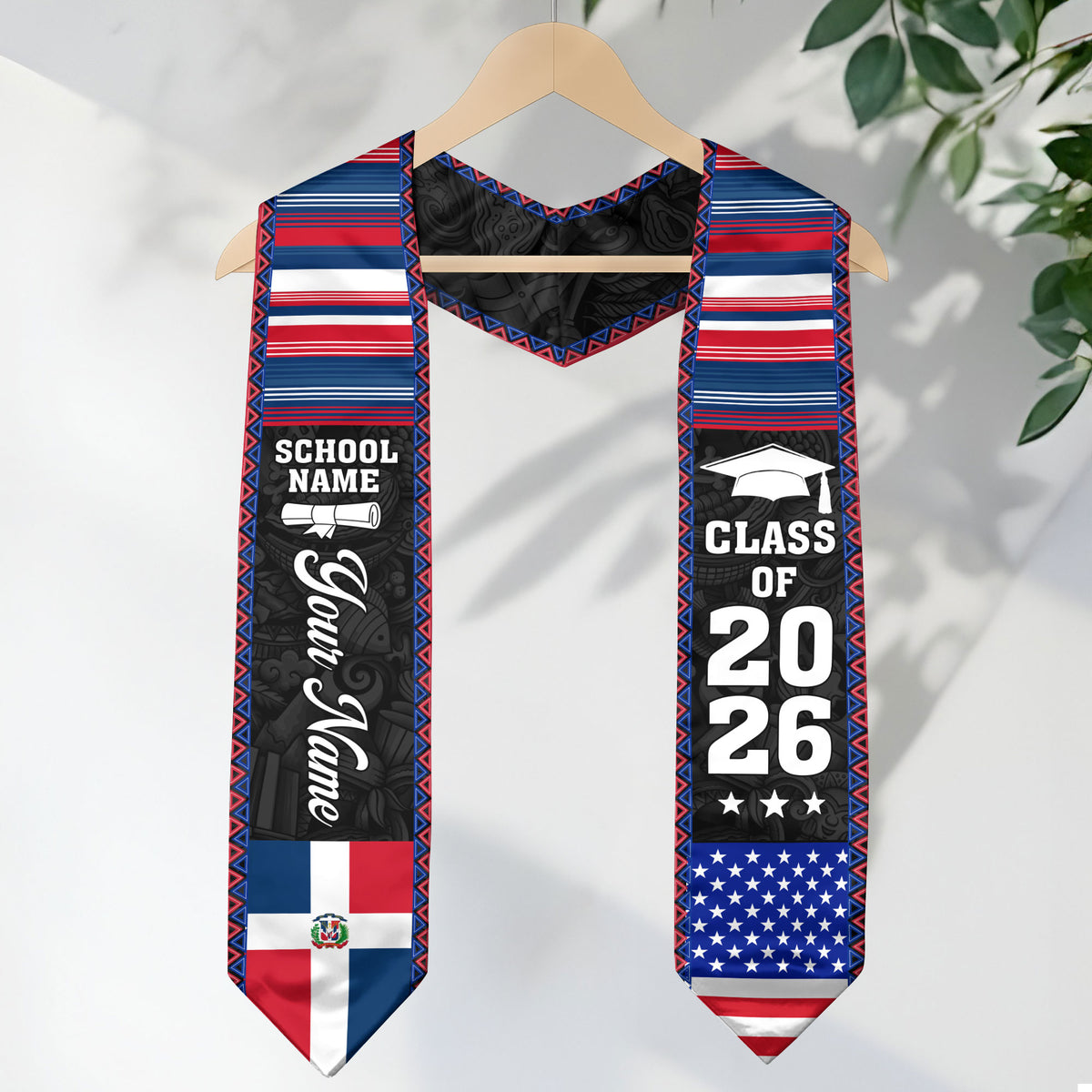 Custom Dominican Graduation Sash Dominicana Stole for Graduate, Class of 2026 Grad Celebration