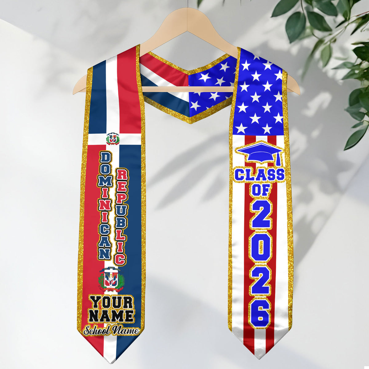 Personalized Dominican Graduation Stole Dominicana Sash for Grad, Class of 2026 Graduation