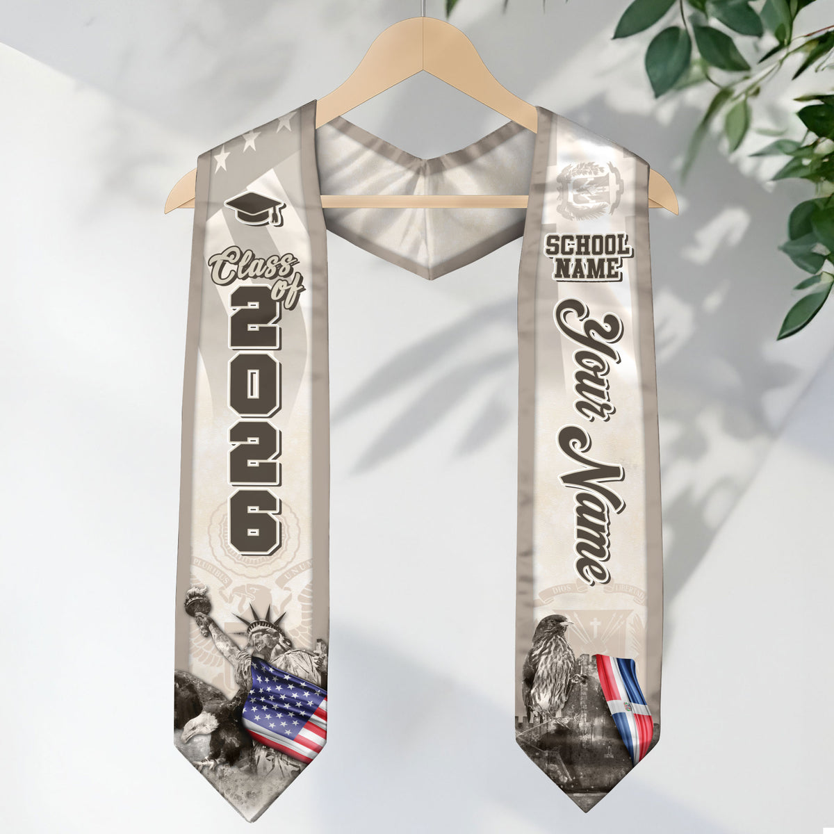 Dominicans Class of 2026 Graduation Stole Custom Dominican USA Flag Eagle Statue Design